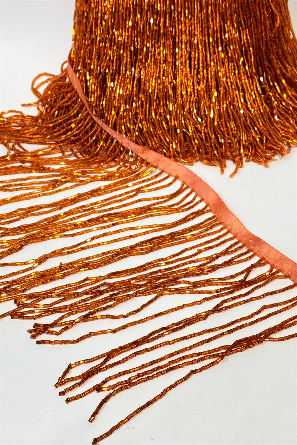 Turuncu Boncuklu 15 cm Saçak Püskül