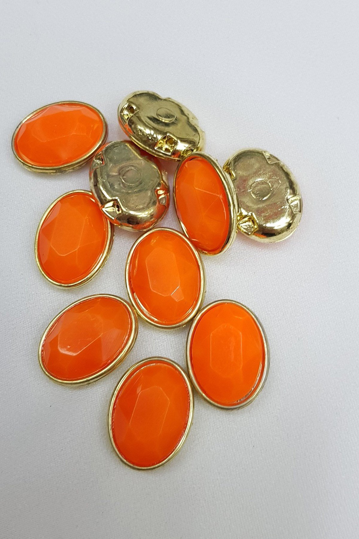 Turuncu Oval Kasalı Dikme Taş 1,5- 2 cm 10 adet