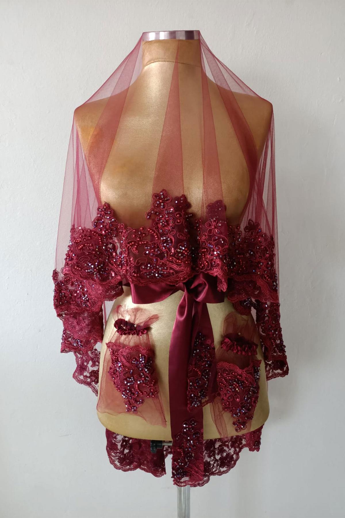 Ultra Lüks Kristal Boncuk İşlemeli Gelin Kına Duvağı