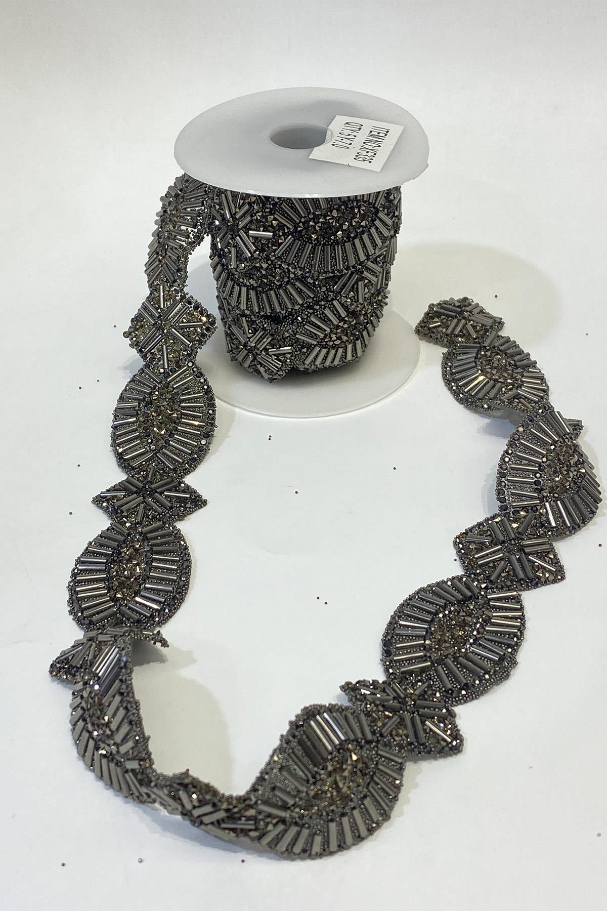 Ütüyle Yapışan Taşlı Oval Aksesuar Boncuklu Şerit