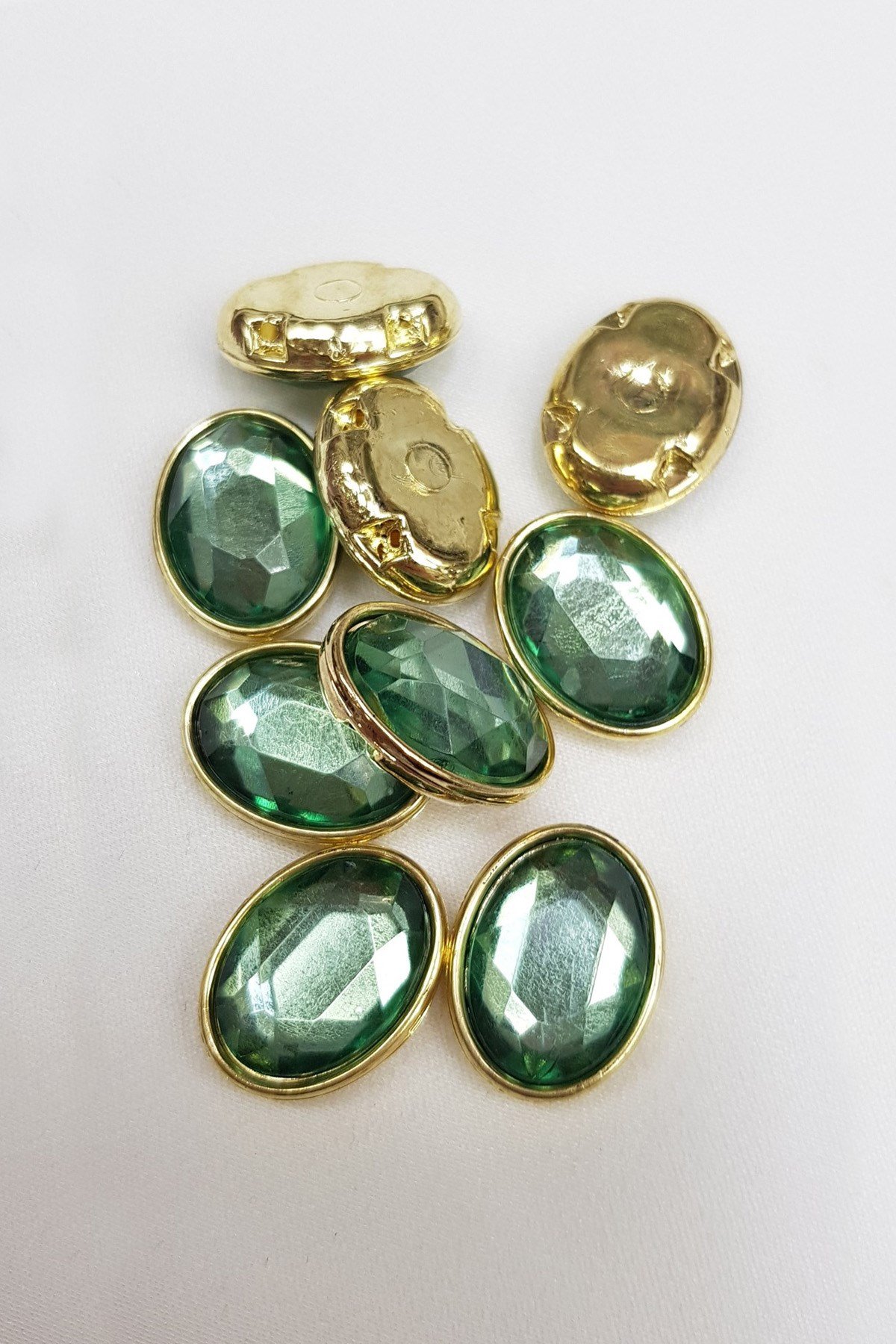 Yeşil Oval Kasalı Dikme Taş 1,5 2 cm 10 adet