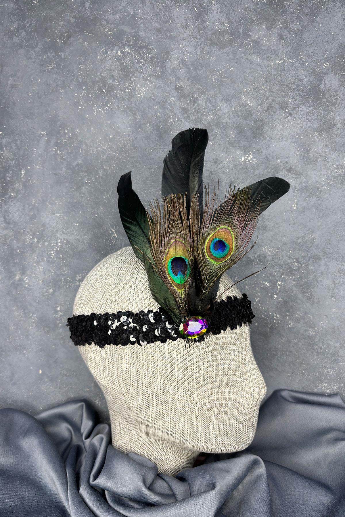 Yeşil Tüylü Fadel Gelin Kına Tacı