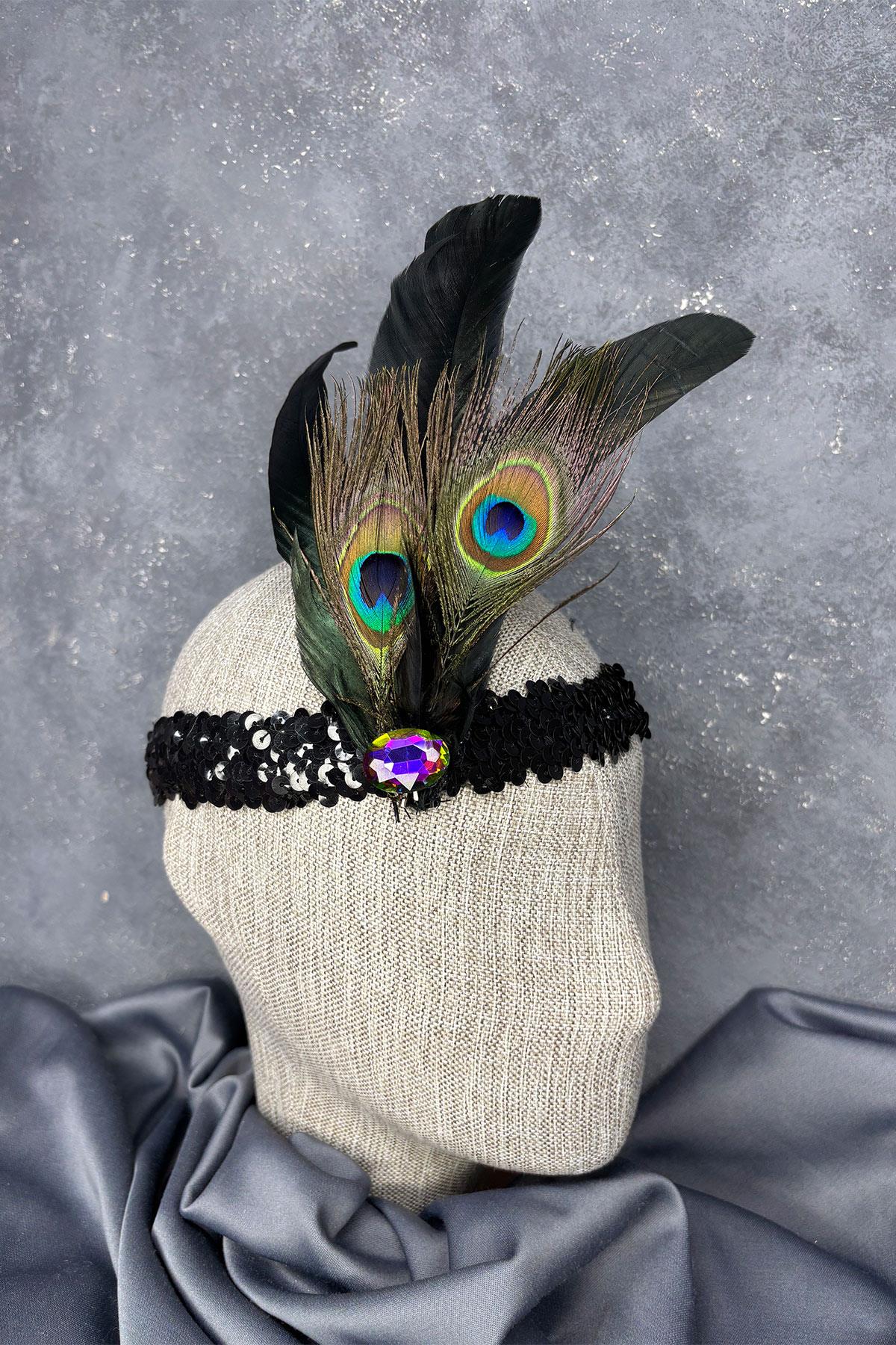 Yeşil Tüylü Fadel Gelin Kına Tacı