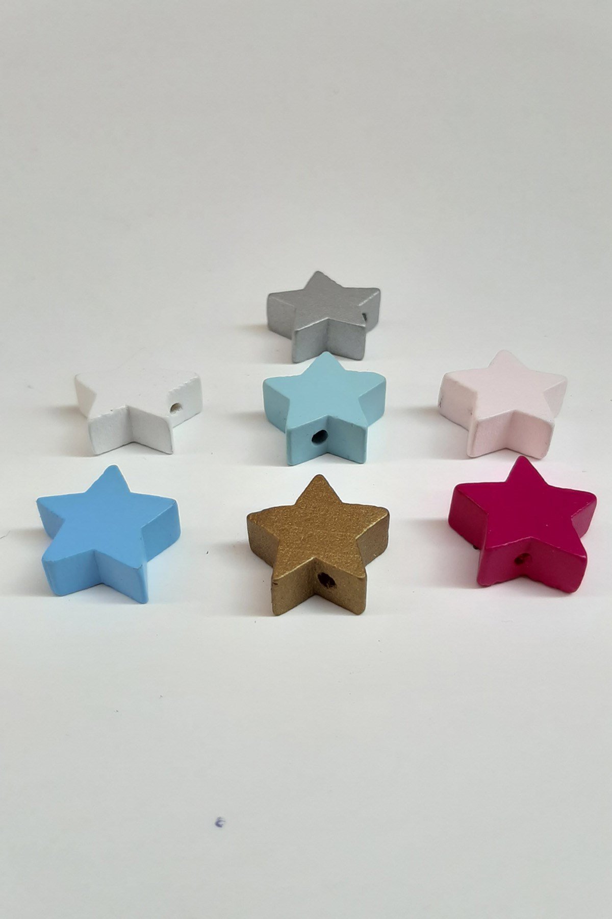 Yıldız Desenli Renkli Ahşap Boncuk