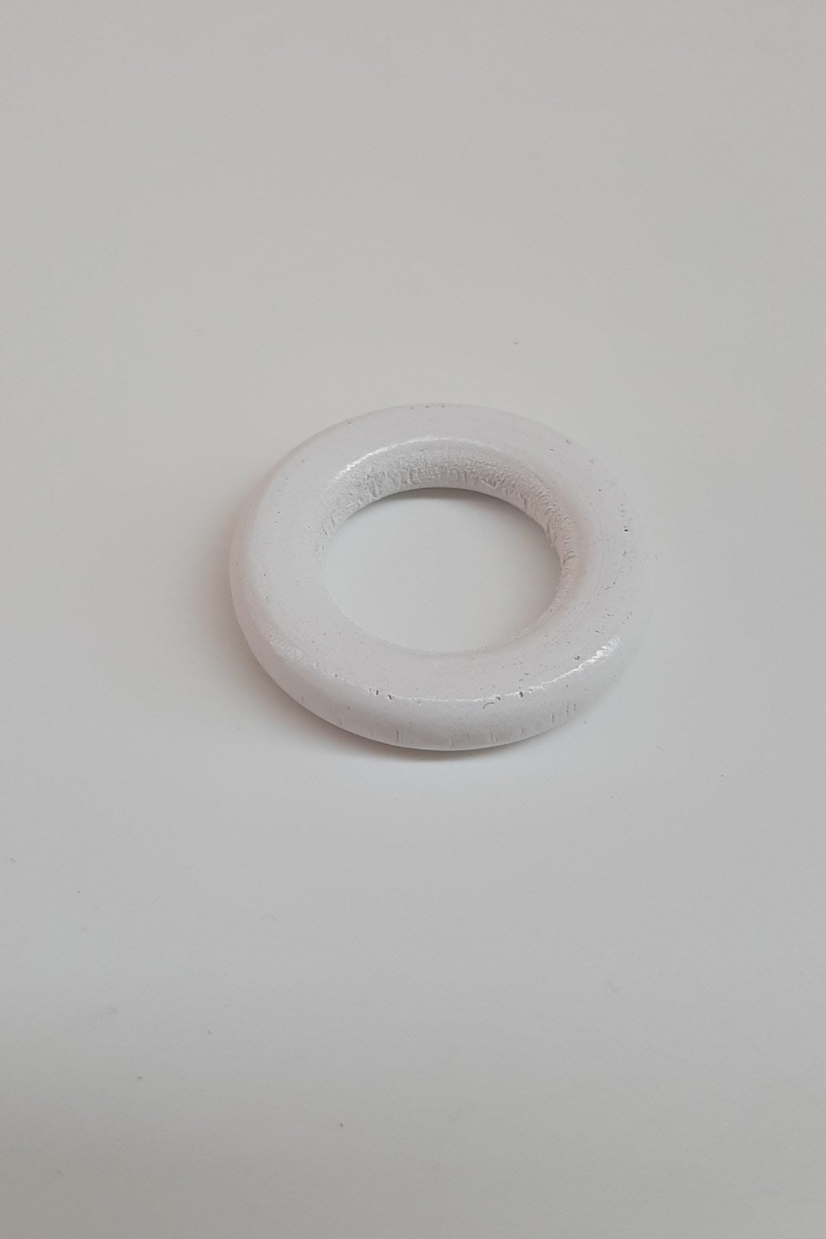 Yuvarlak Halka Beyaz Ahşap Boncuk