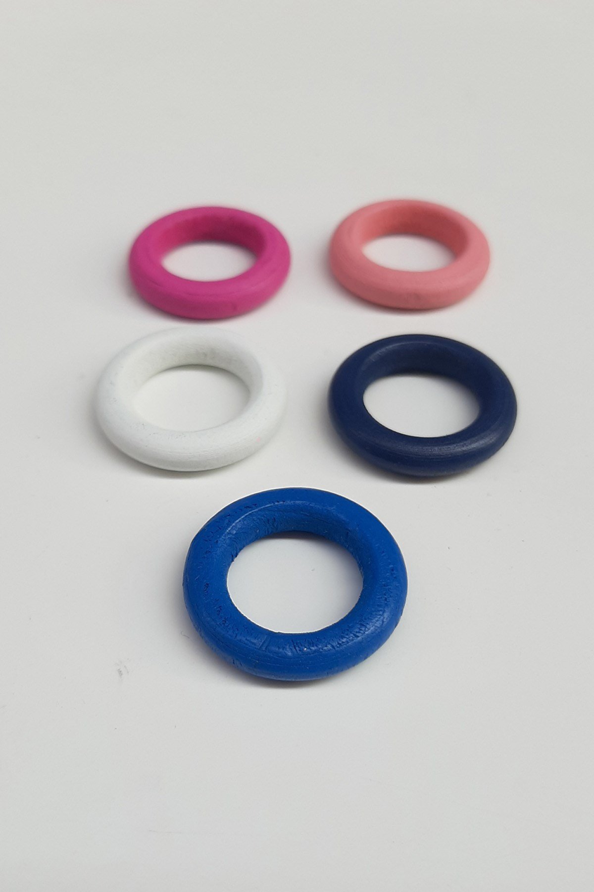 Yuvarlak Halka Renkli Ahşap Boncuk