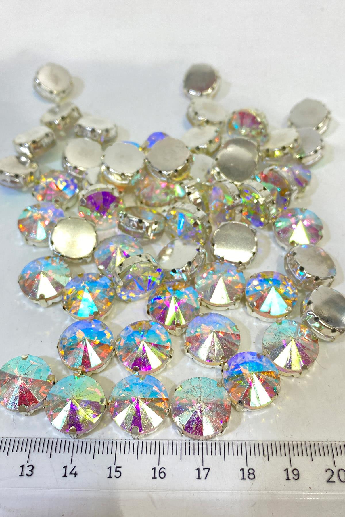 Yuvarlak Kasalı Beyoğlu Taşı Dikme Kristal Boncuk 5 Adet