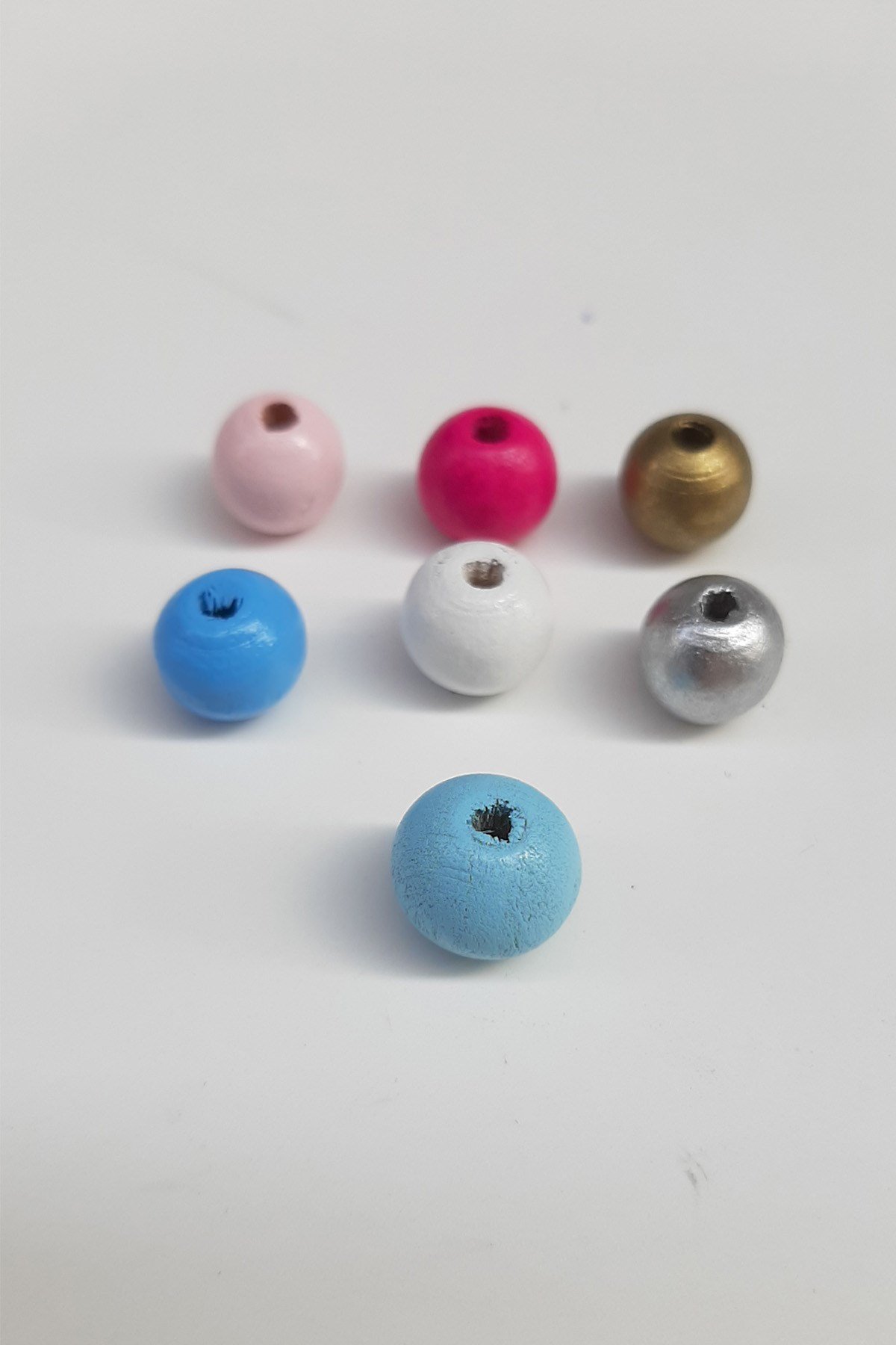 Yuvarlak Renkli Ahşap Boncuk