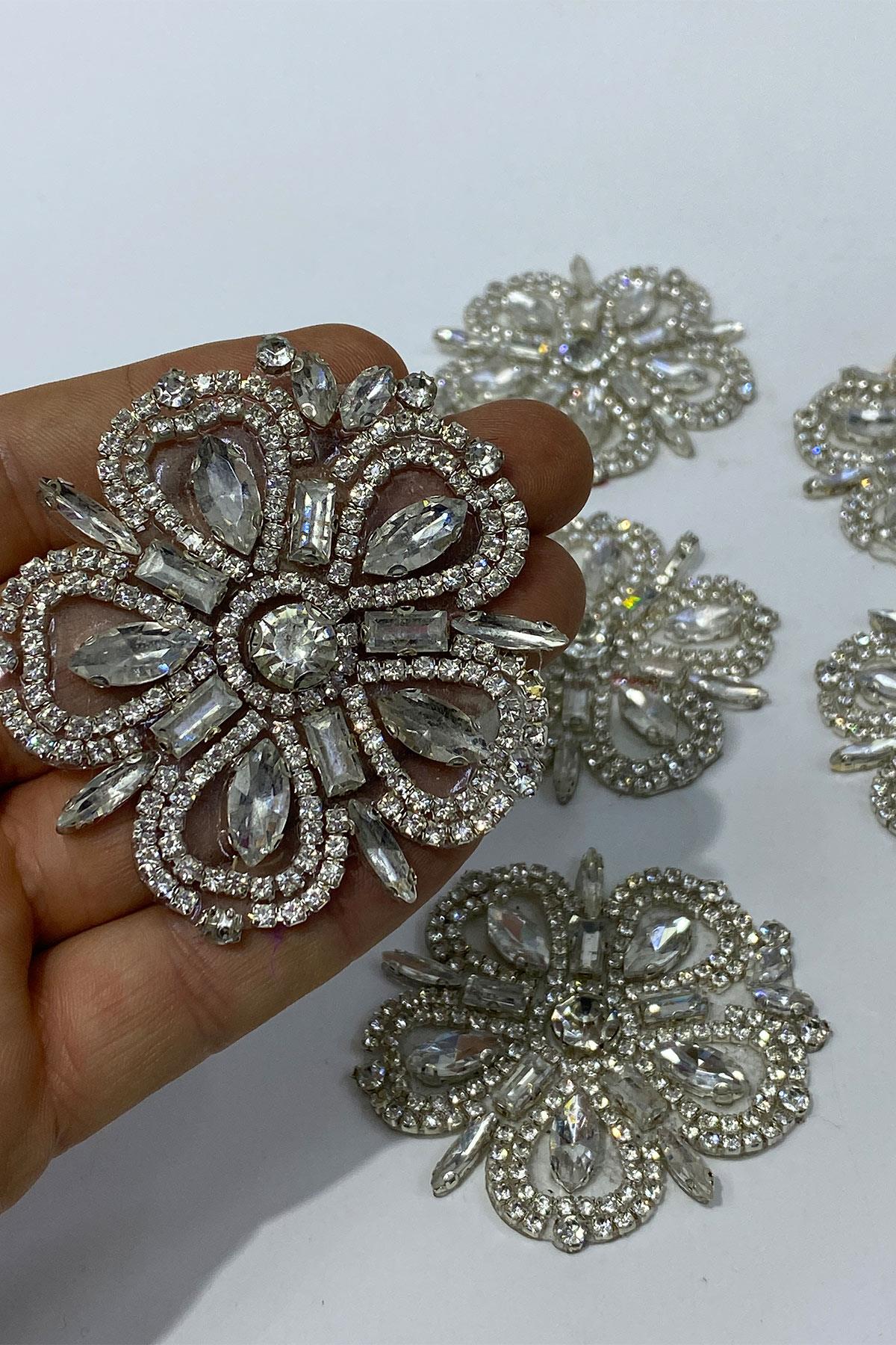 Yuvarlak Taşlı Aplik Abiye Süs Aksesuar