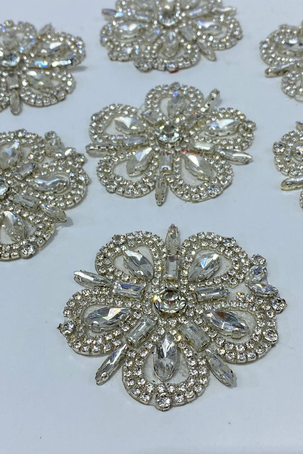 Yuvarlak Taşlı Aplik Abiye Süs Aksesuar