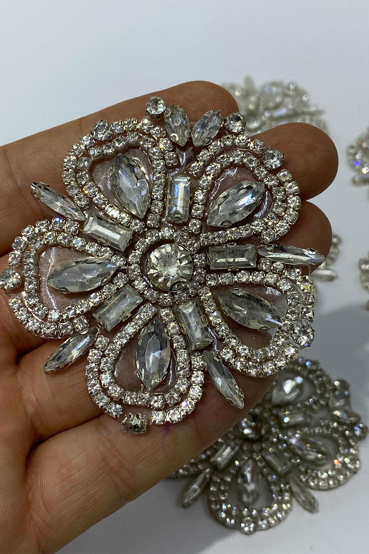 Yuvarlak Taşlı Aplik Abiye Süs Aksesuar