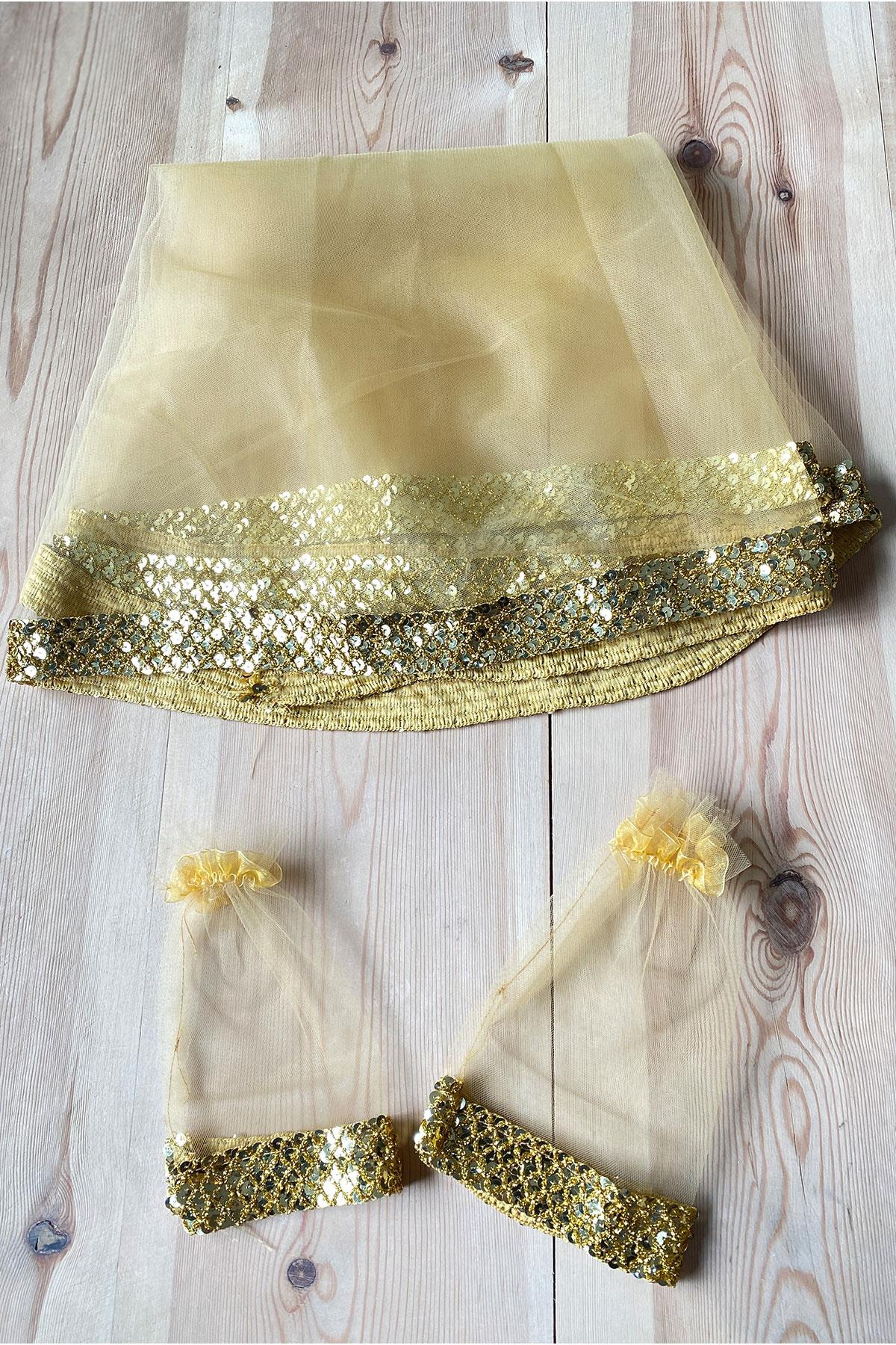 Zarif Model Pullu Gelin Kına Duvağı Yüz Örtüsü