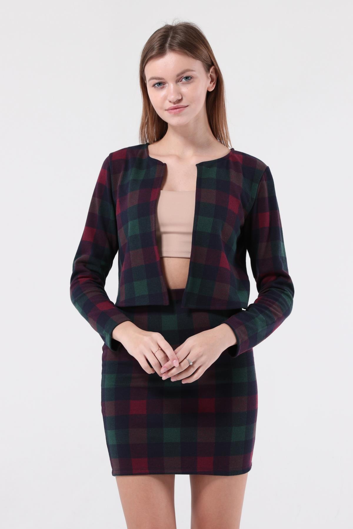 SEZER AKTAŞ BORDO EKOSE CEKET ETEK TAKIM