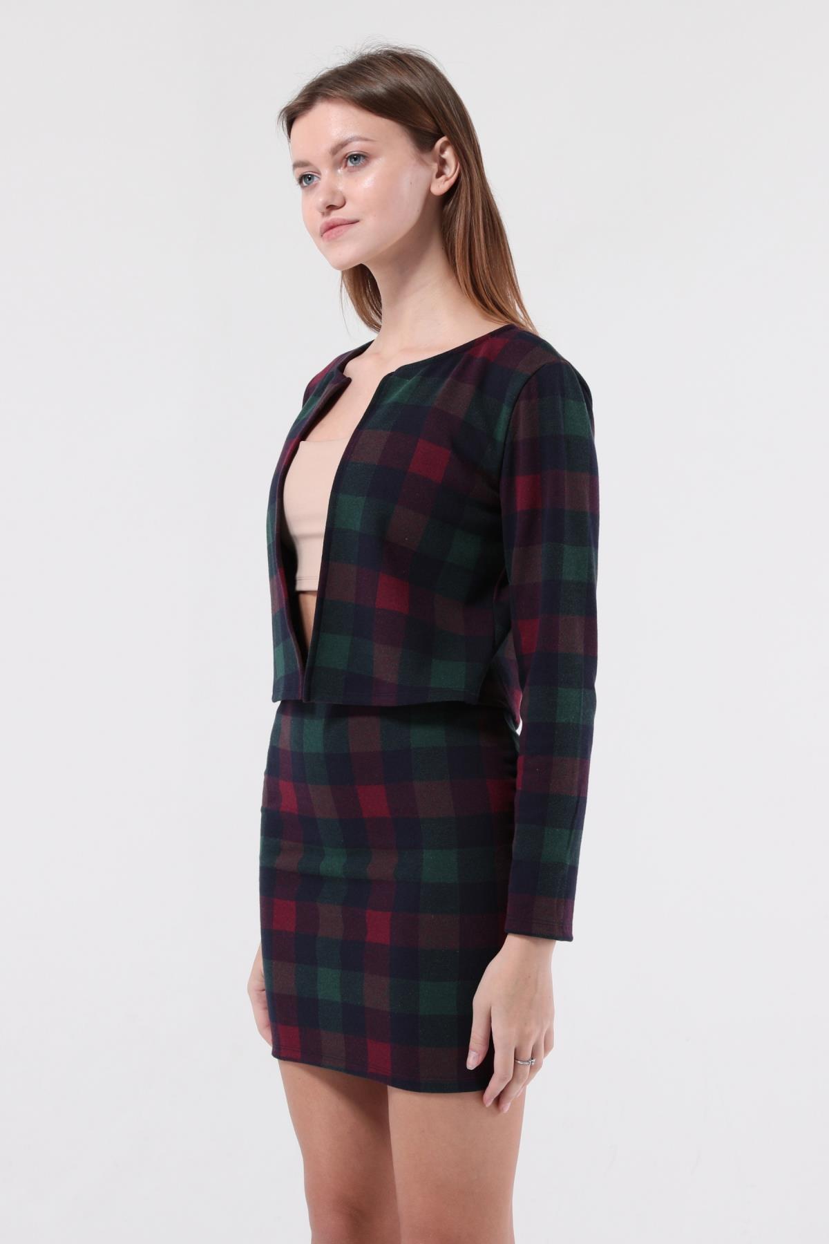 SEZER AKTAŞ BORDO EKOSE CEKET ETEK TAKIM