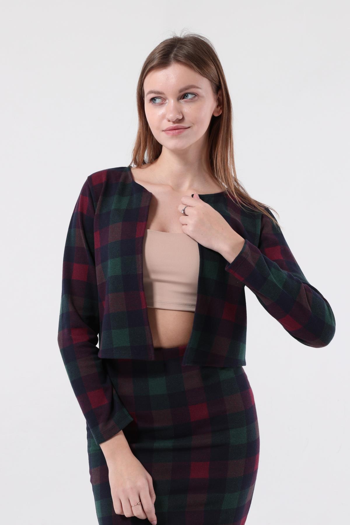 SEZER AKTAŞ BORDO EKOSE CEKET ETEK TAKIM