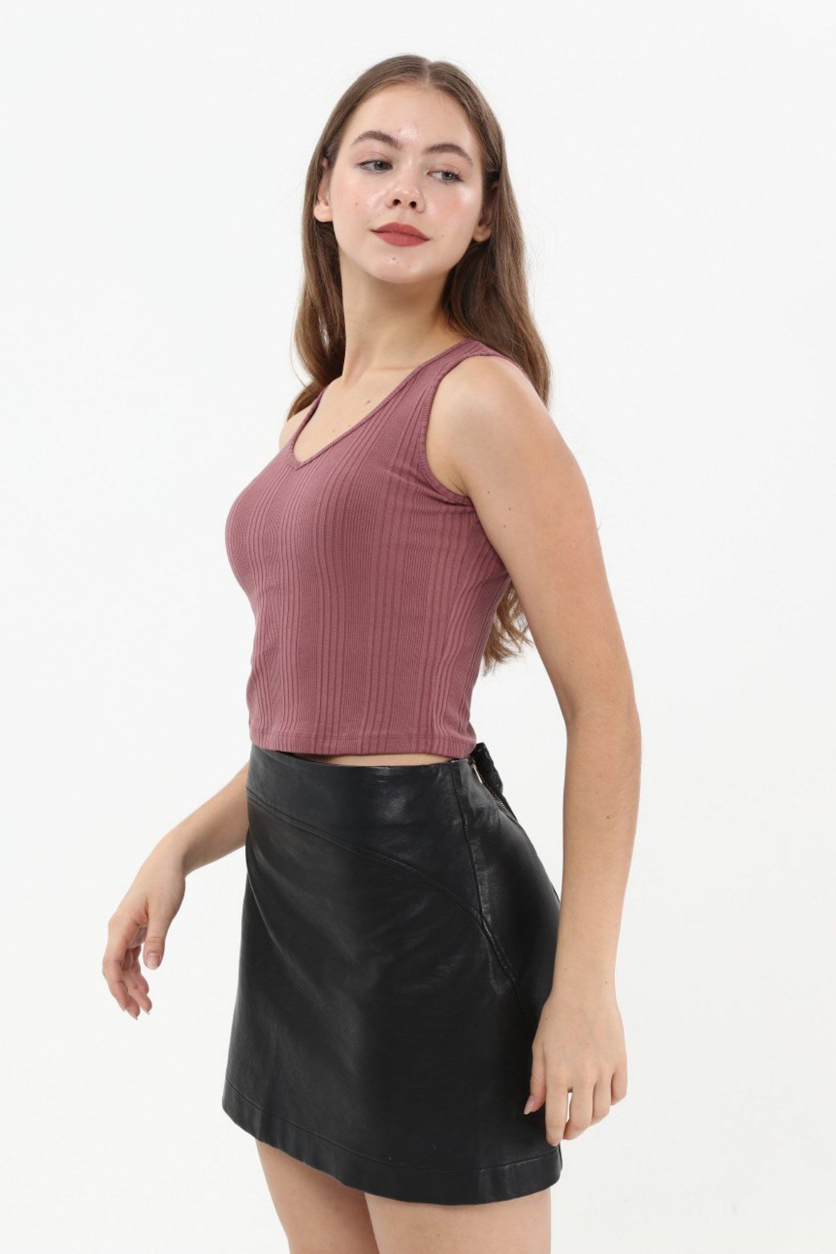 SEZER AKTAŞ BORDO KALIN ASKILI VE YAKA CROP