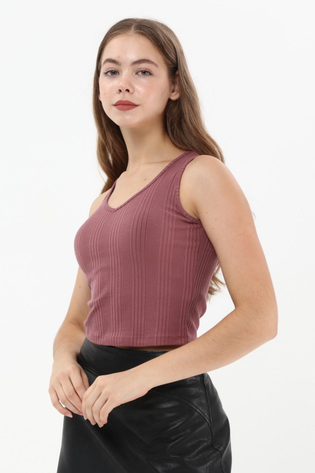 SEZER AKTAŞ BORDO KALIN ASKILI VE YAKA CROP