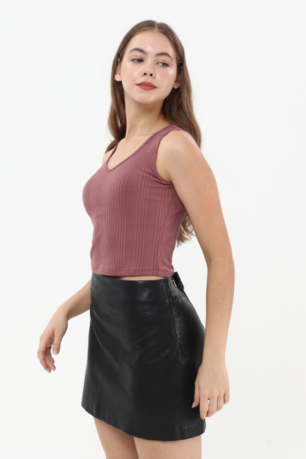 SEZER AKTAŞ BORDO KALIN ASKILI VE YAKA CROP