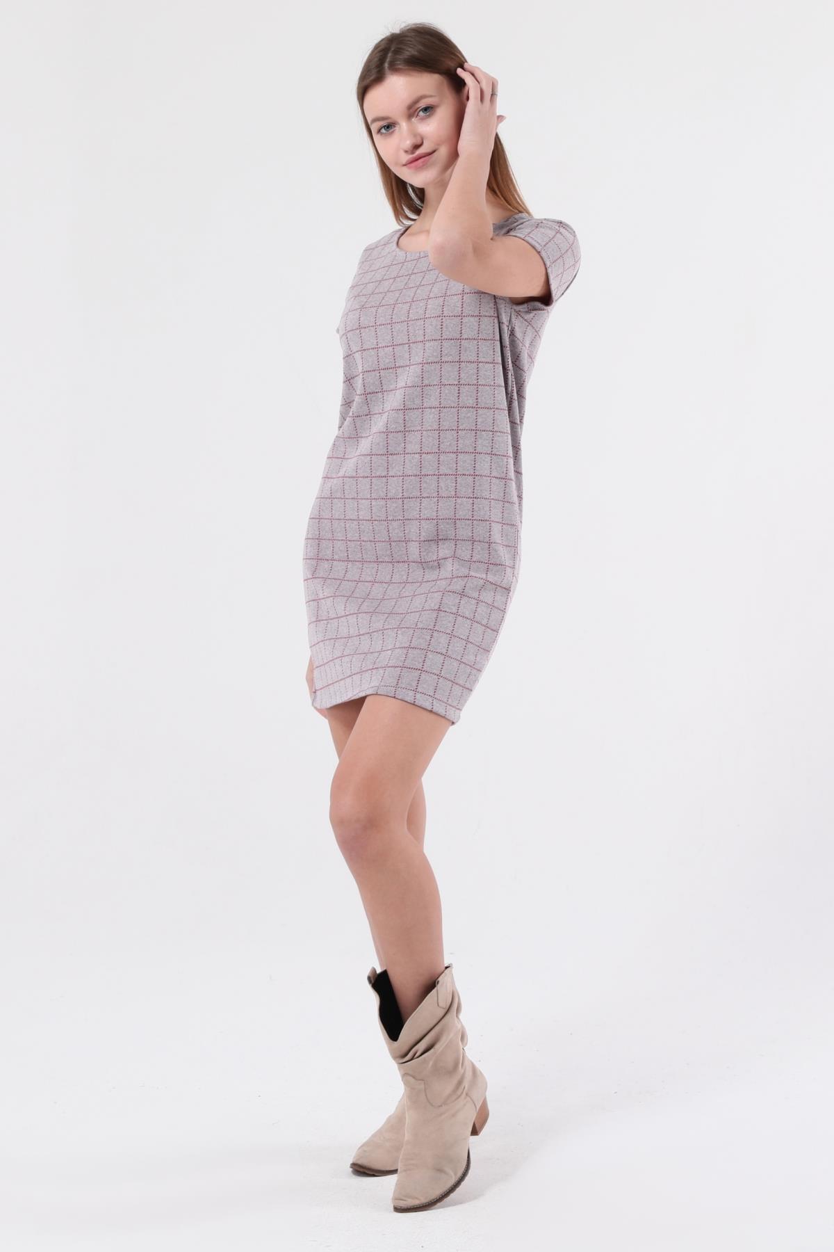 SEZER AKTAŞ BORDO KARELİ  MİNİ ELBİSE