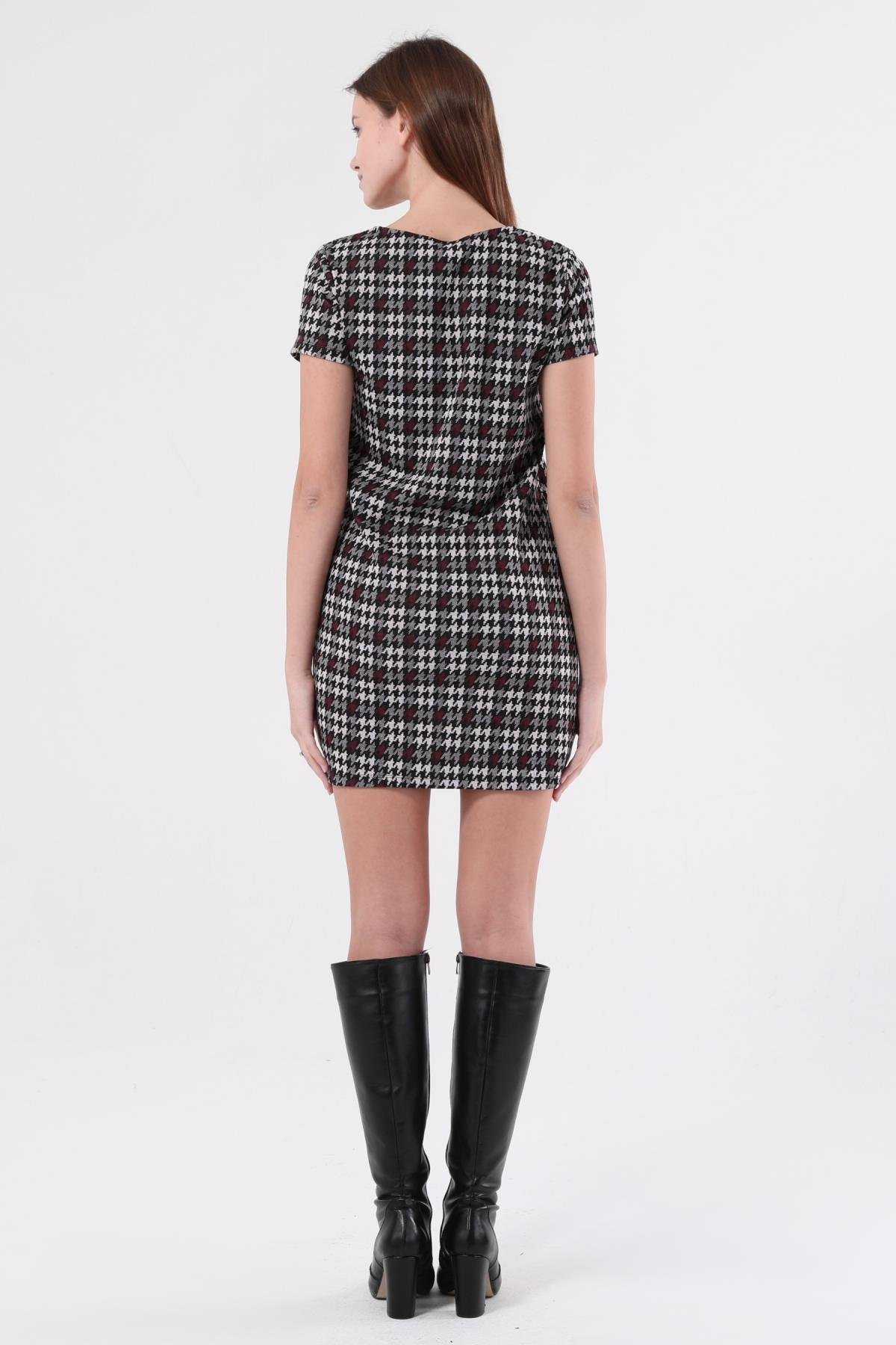 SEZER AKTAŞ BORDO KAZAYAĞI MİNİ ELBİSE