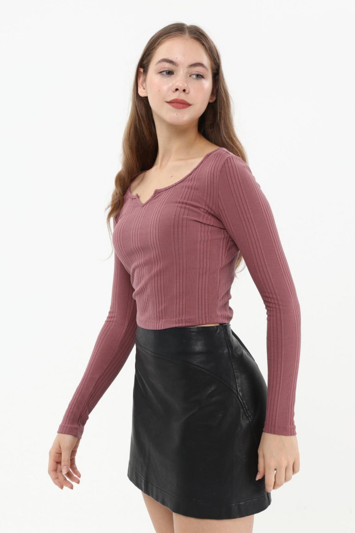 SEZER AKTAŞ KAHVERENGİ ÇİÇEK DESENLİ DAR MİNİ ETEK