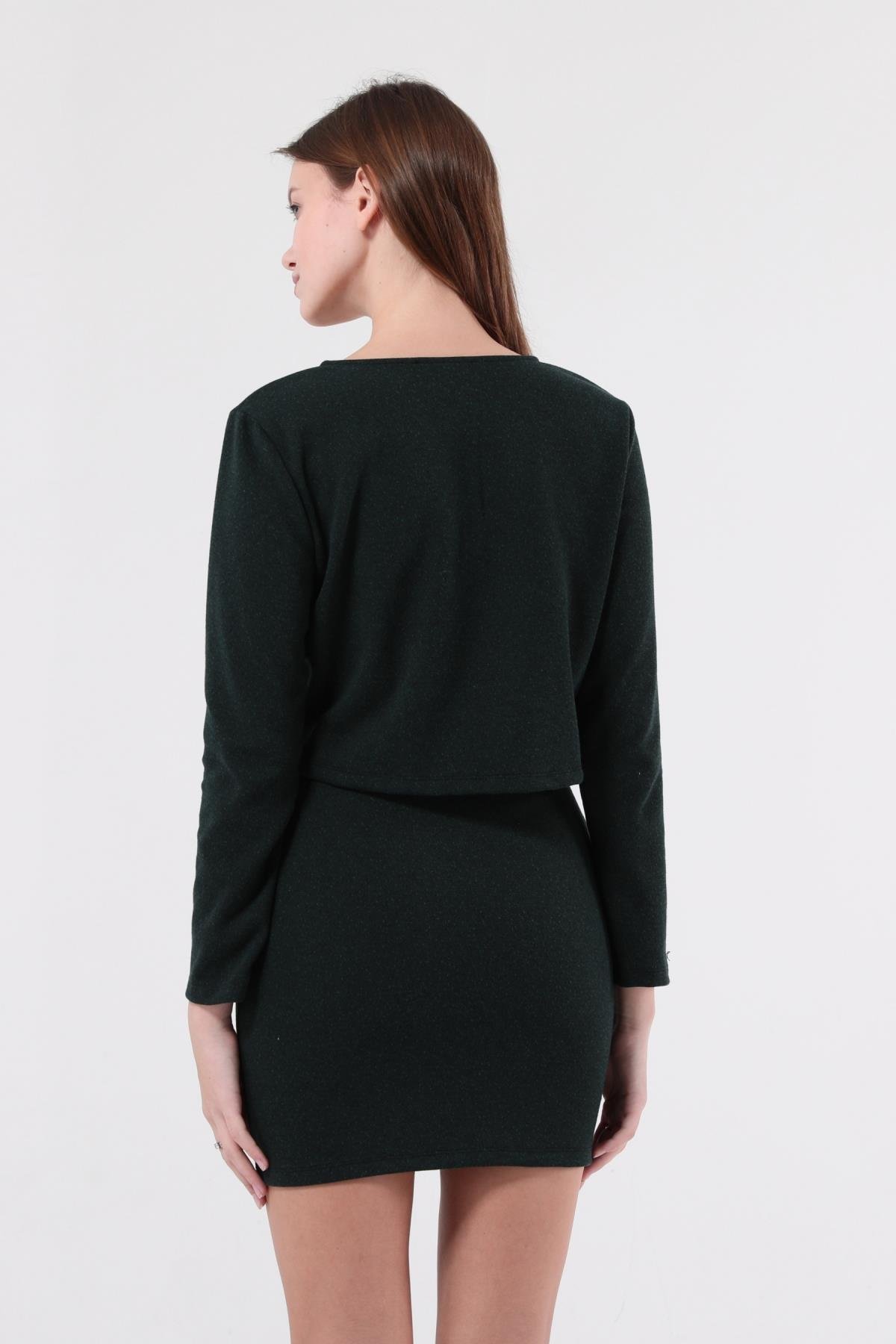 SEZER AKTAŞ YEŞİL CEKET ETEK TAKIM