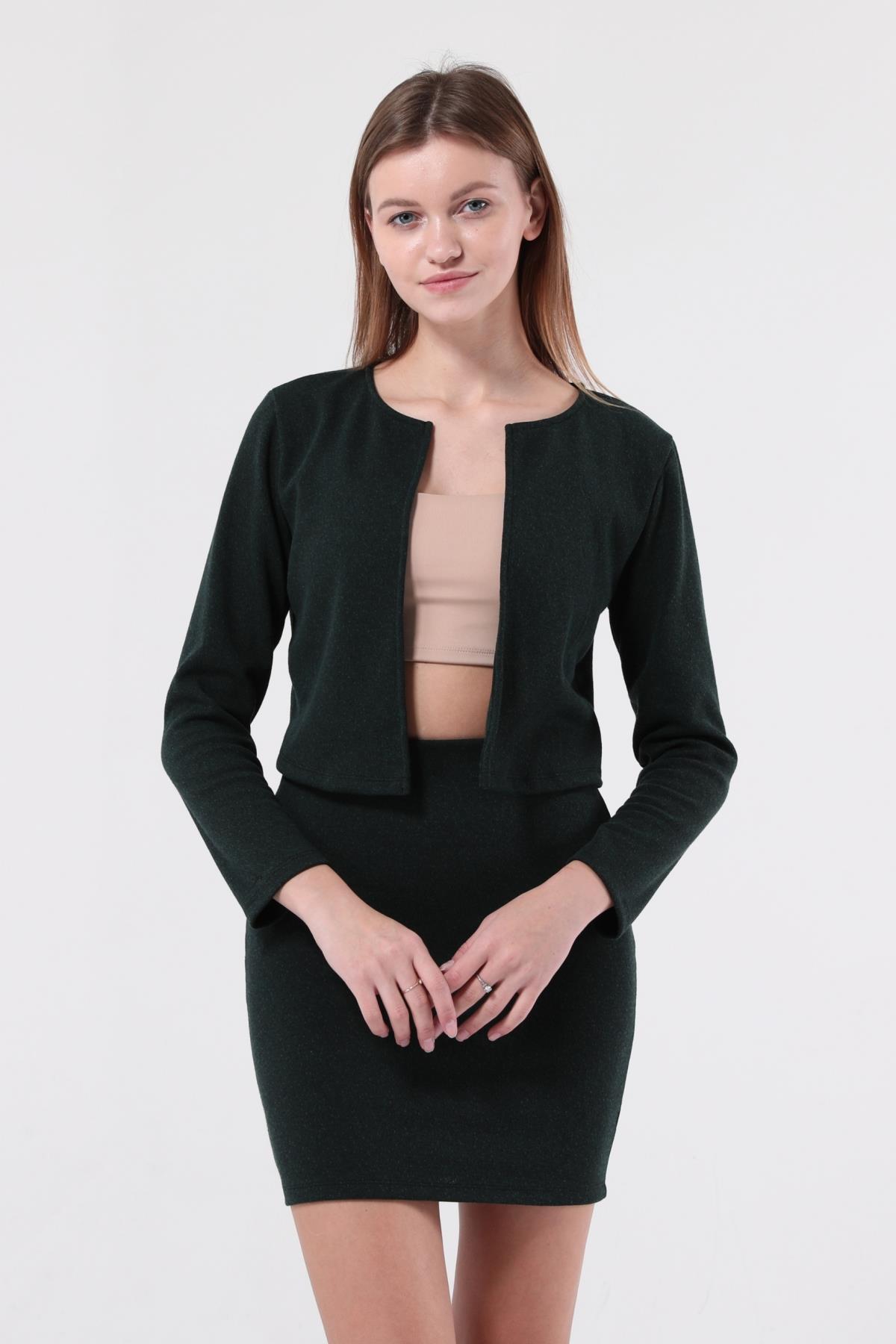 SEZER AKTAŞ YEŞİL CEKET ETEK TAKIM