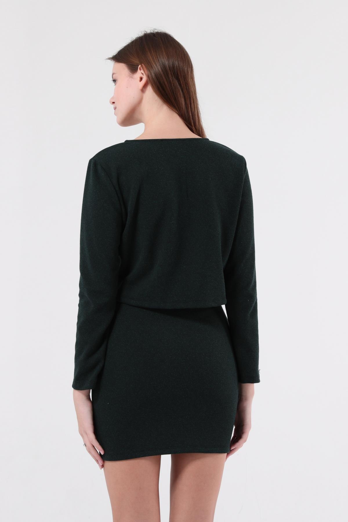 SEZER AKTAŞ YEŞİL CEKET ETEK TAKIM