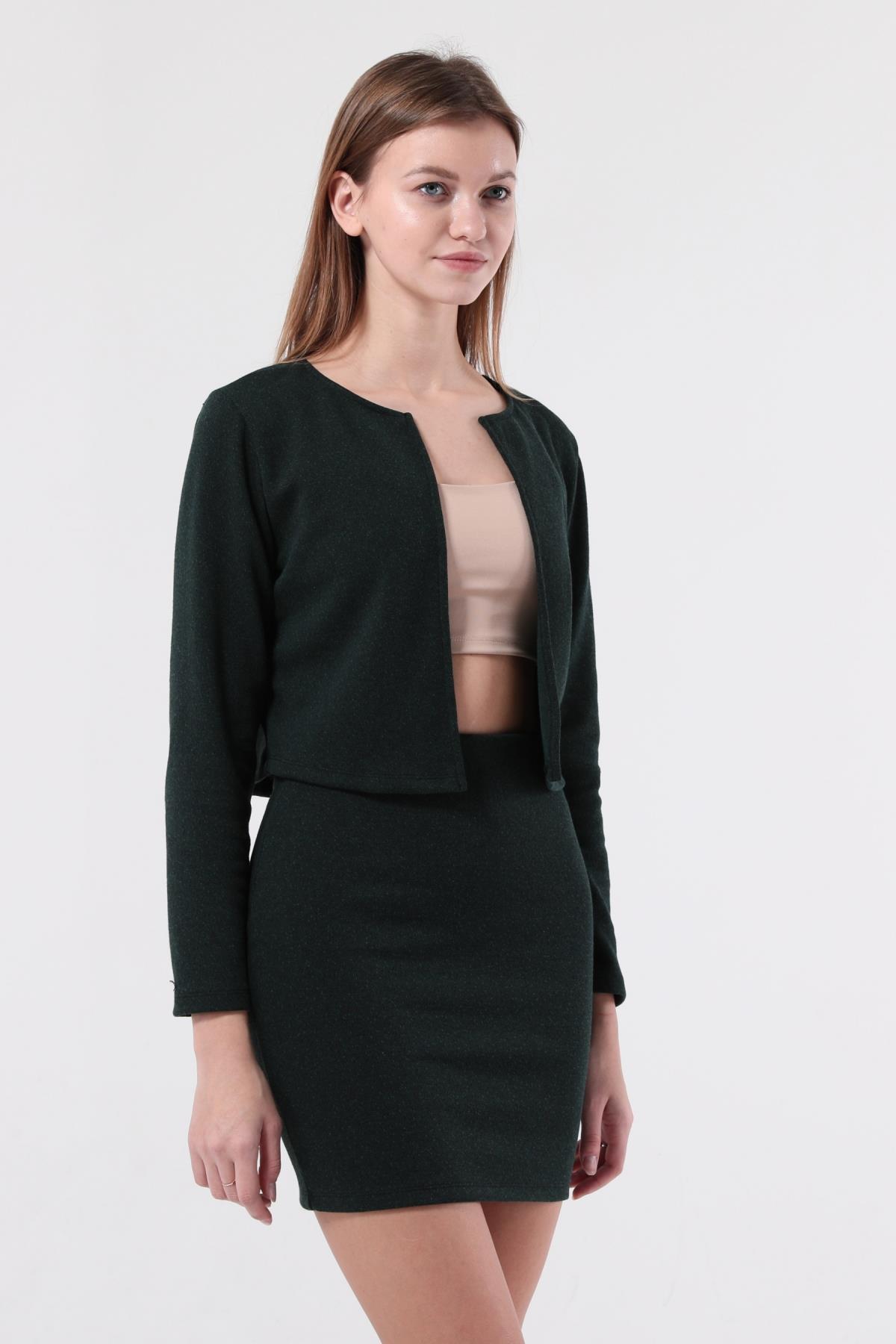 SEZER AKTAŞ YEŞİL CEKET ETEK TAKIM