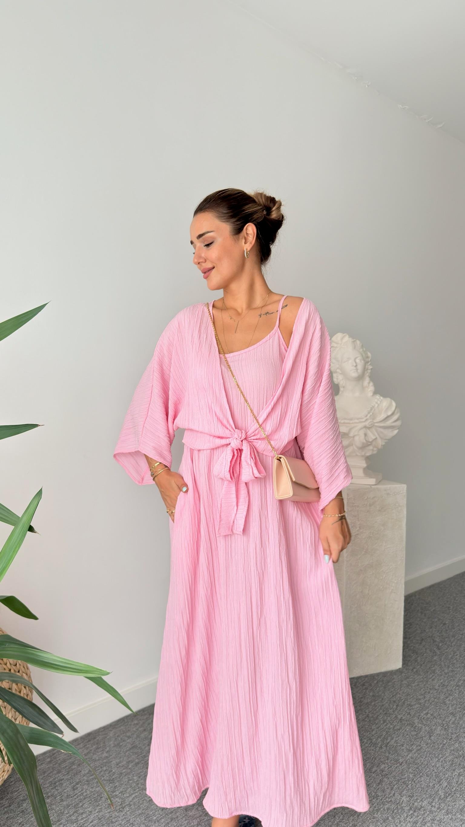 Pembe Merla İkili Elbise Takım