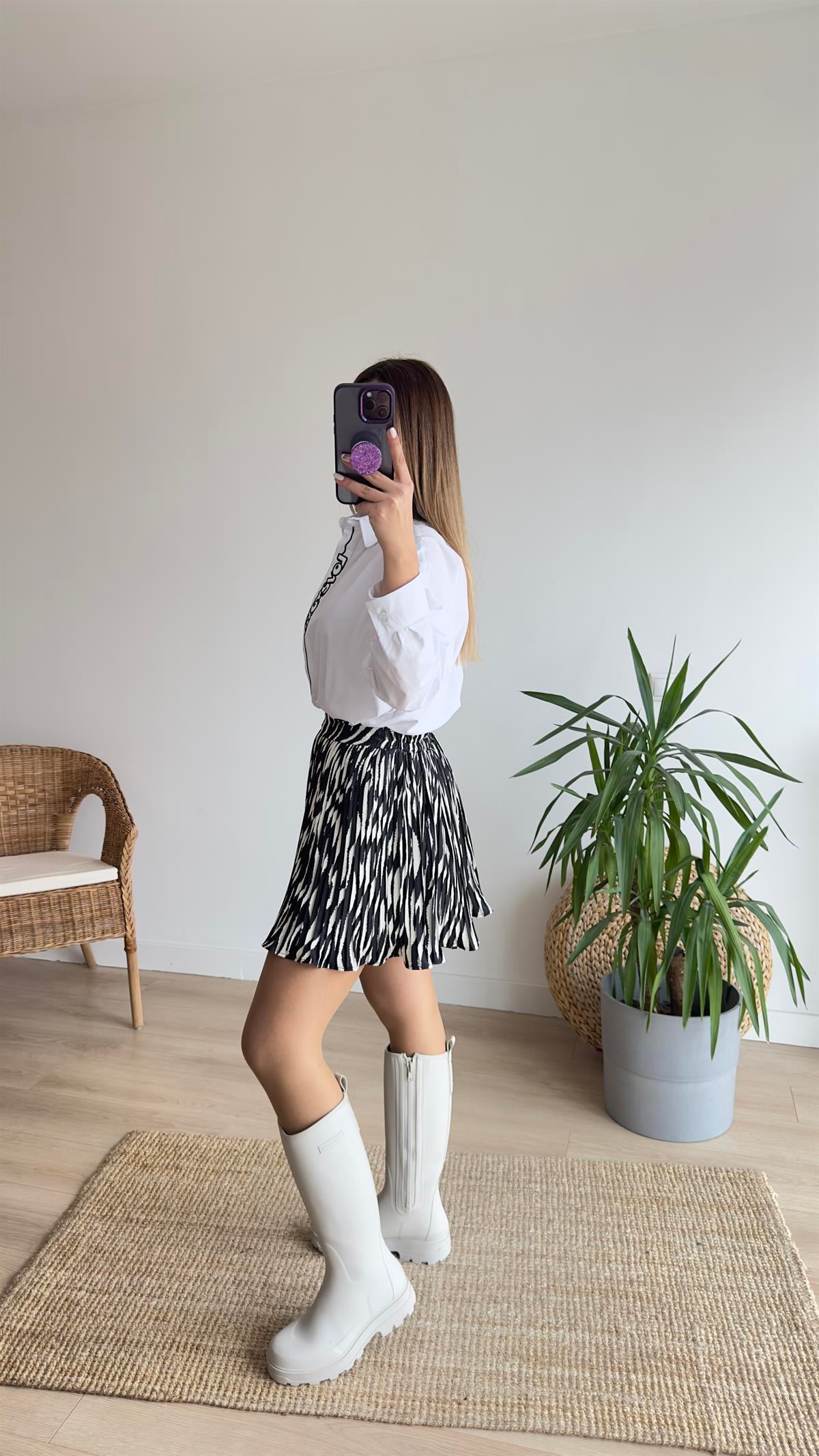 Zebra Desen Şortlu Etek