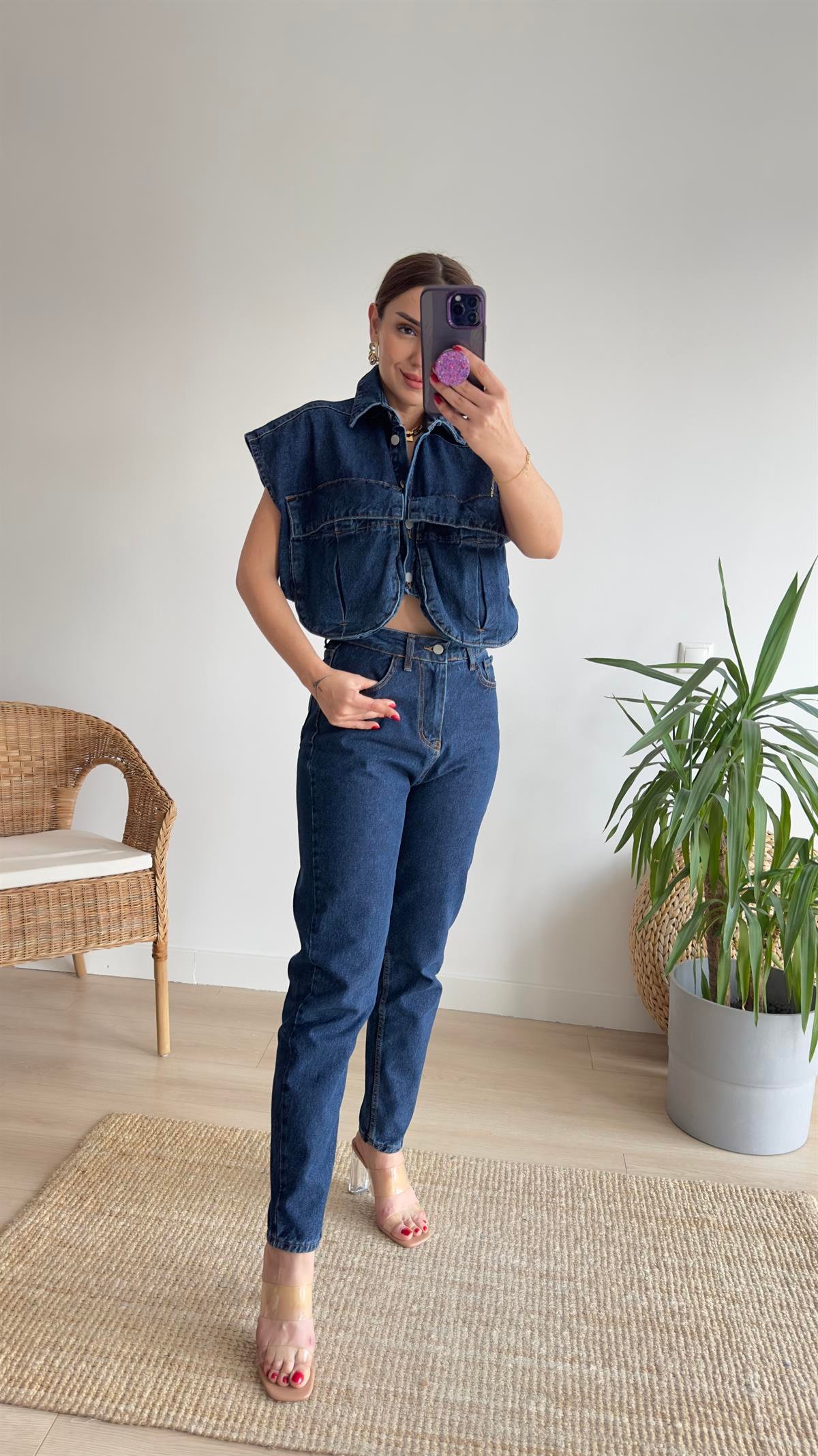 Salut Lacivert Mom Jean