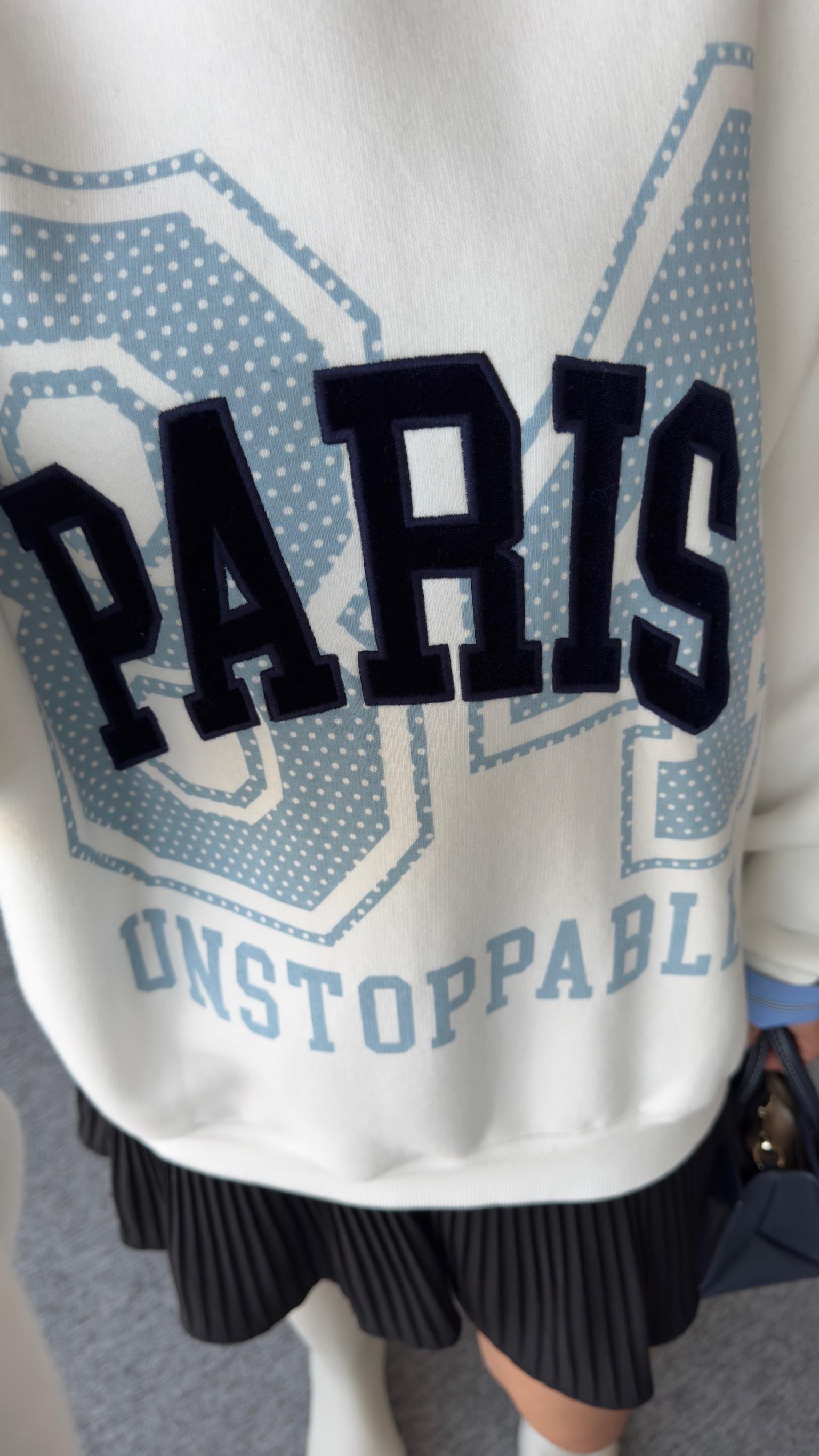 Gömlek Yaka Paris Yazılı Sweatshirt