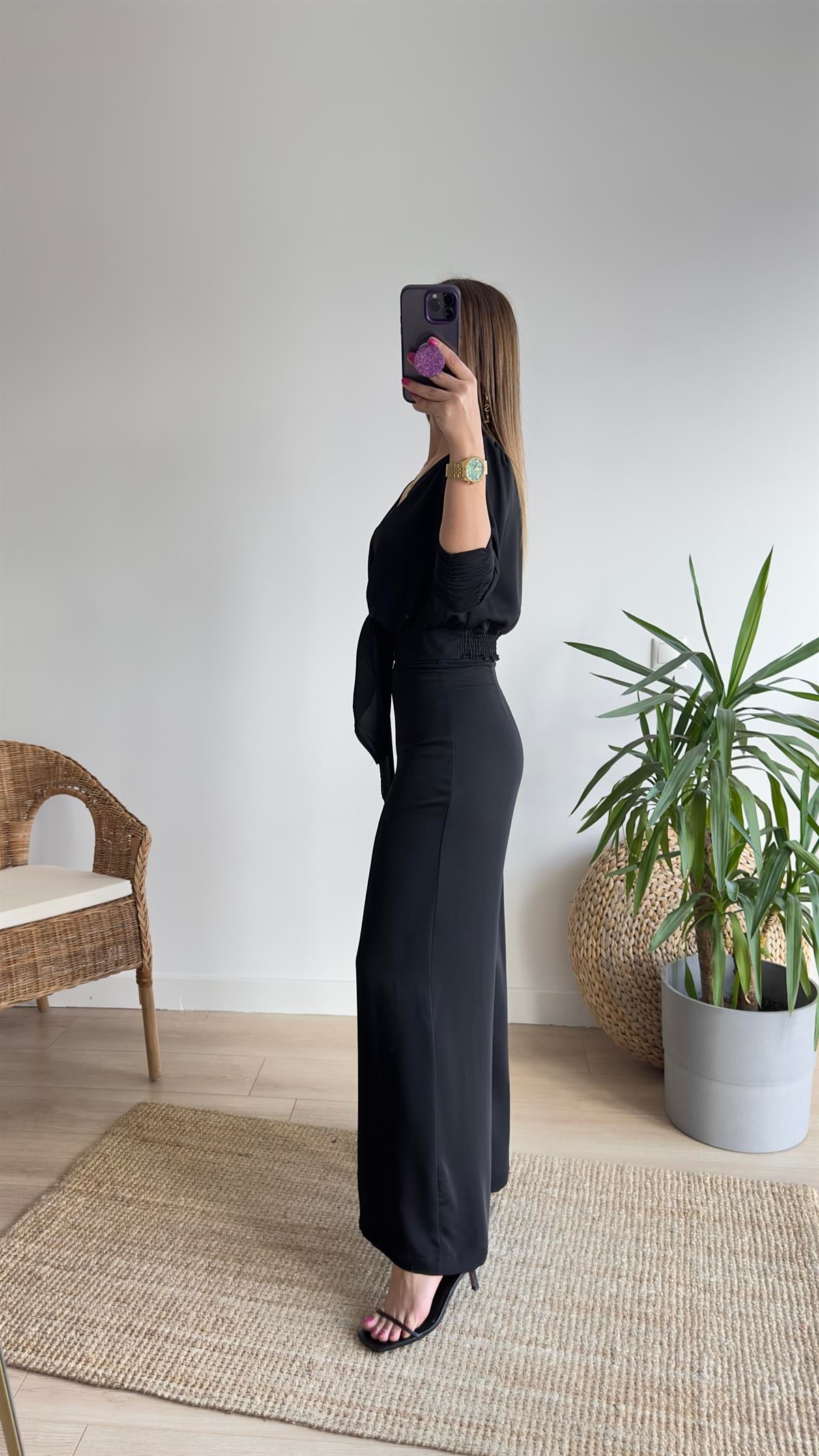 Roma Saten Bluz Pantolon Takım