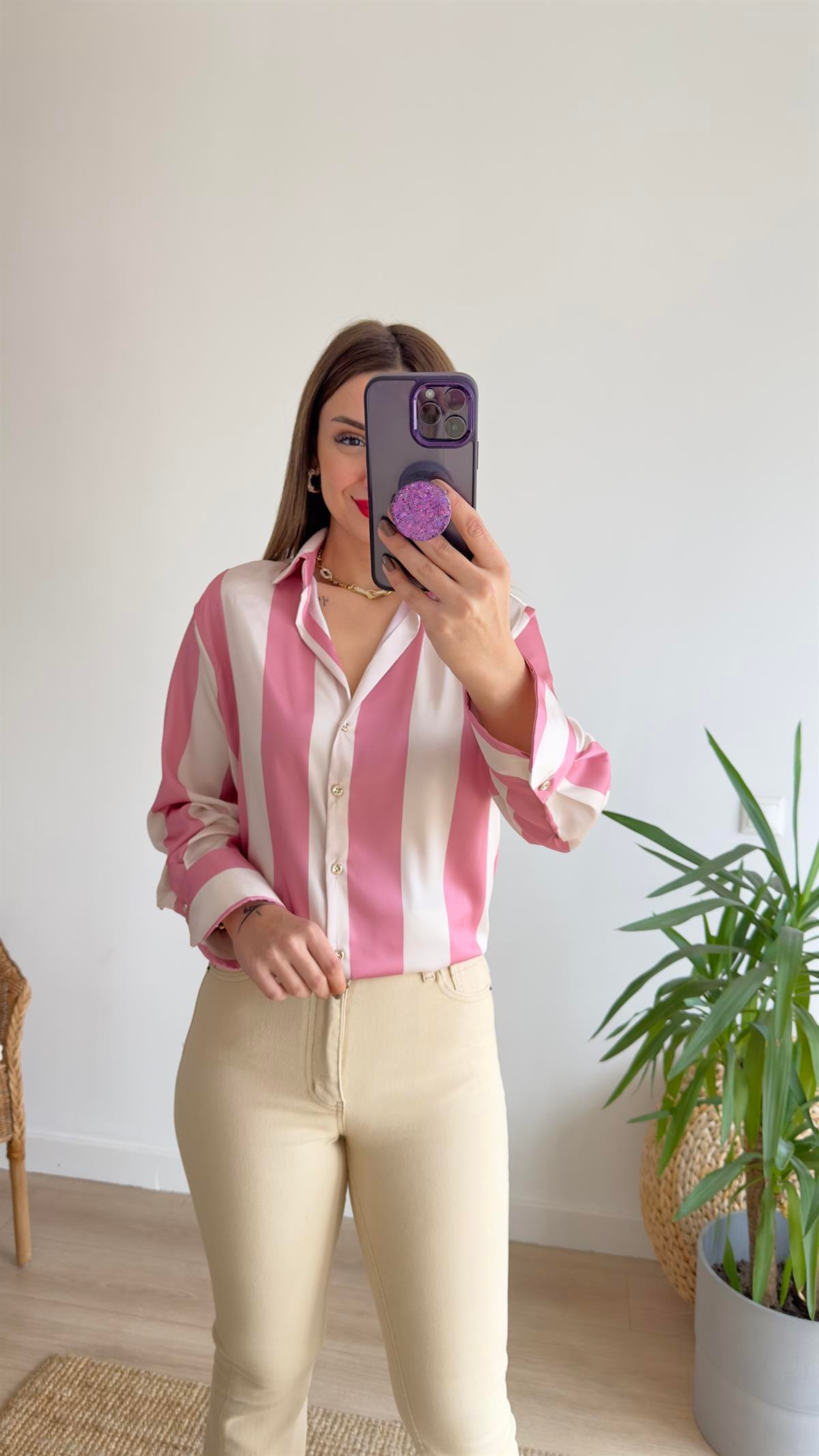 Ferny Zra Model Pembe Çizgili Gömlek