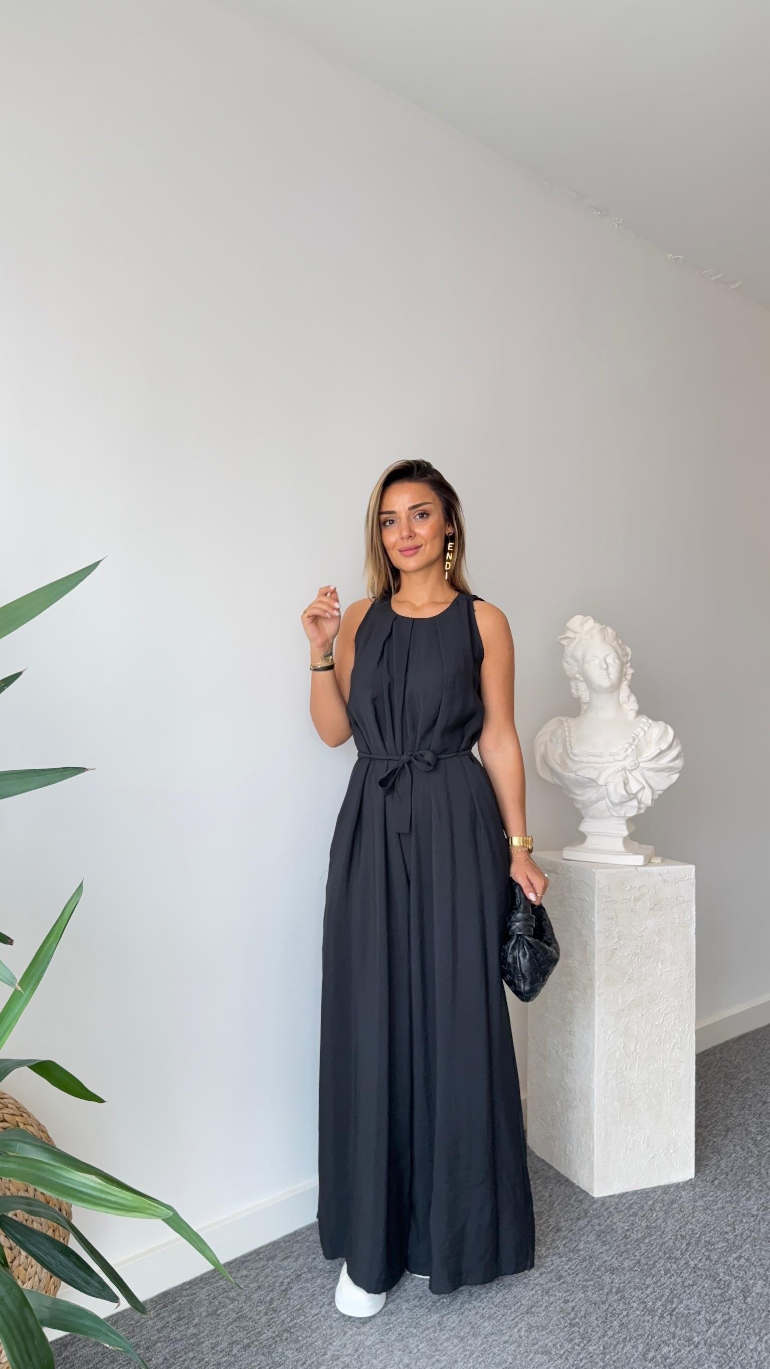 Siyah Maja Orj Marka Kuşaklı Tulum