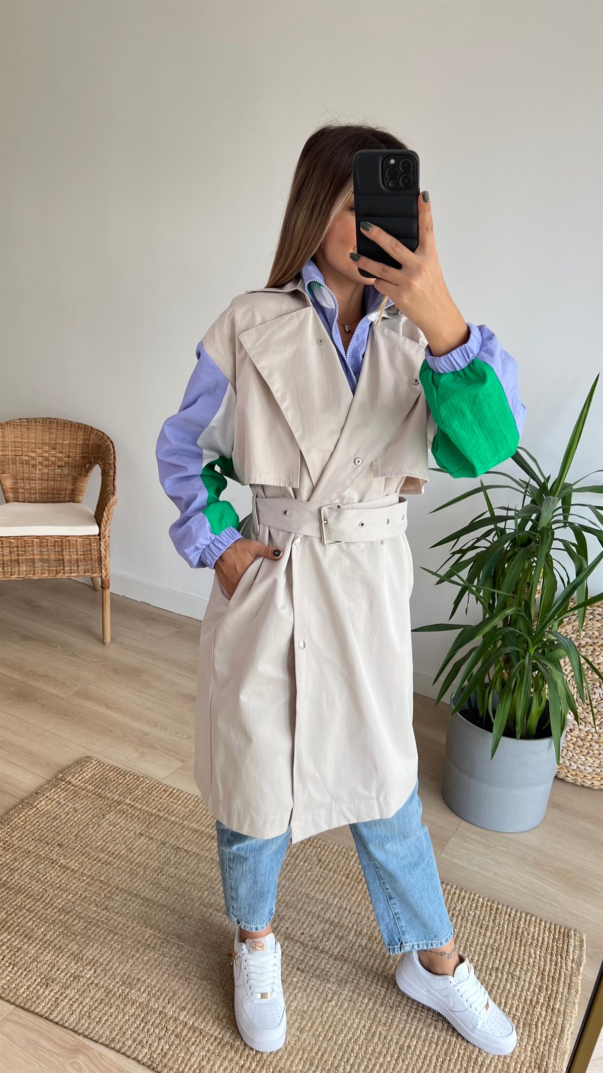 Garnili Krem Tasarım Trenchcoat