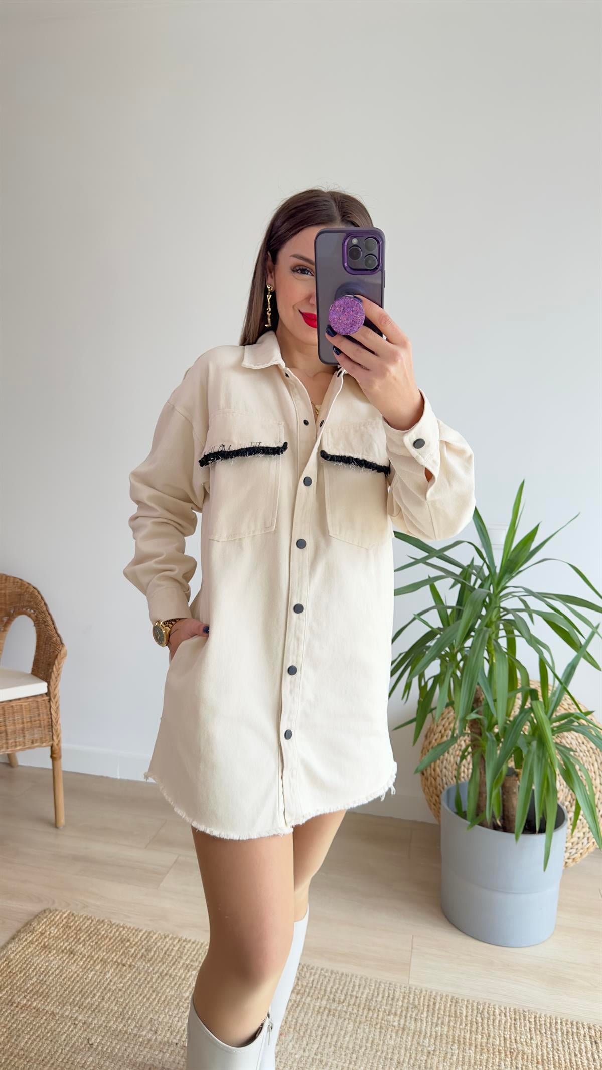 Püskül Ve Ponpon Detay Gabardin Ceket