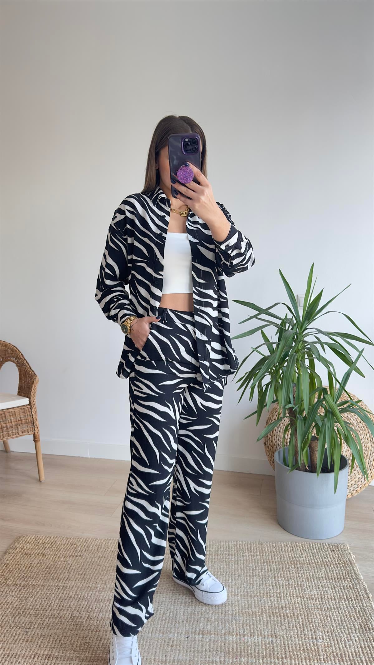 Zebra Desen Ceket Pantolon Takım