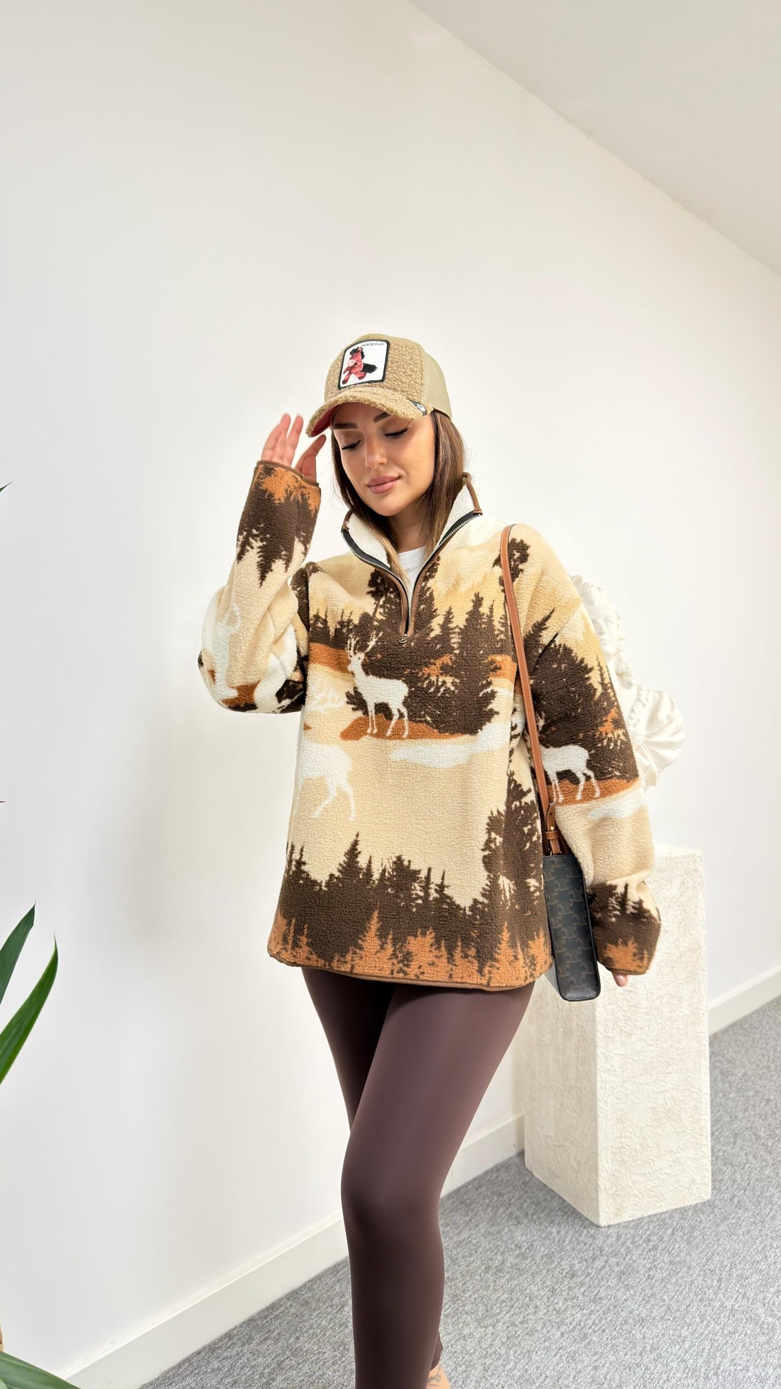 Kahve Letel Marka Model Yumoş Polar Sweat
