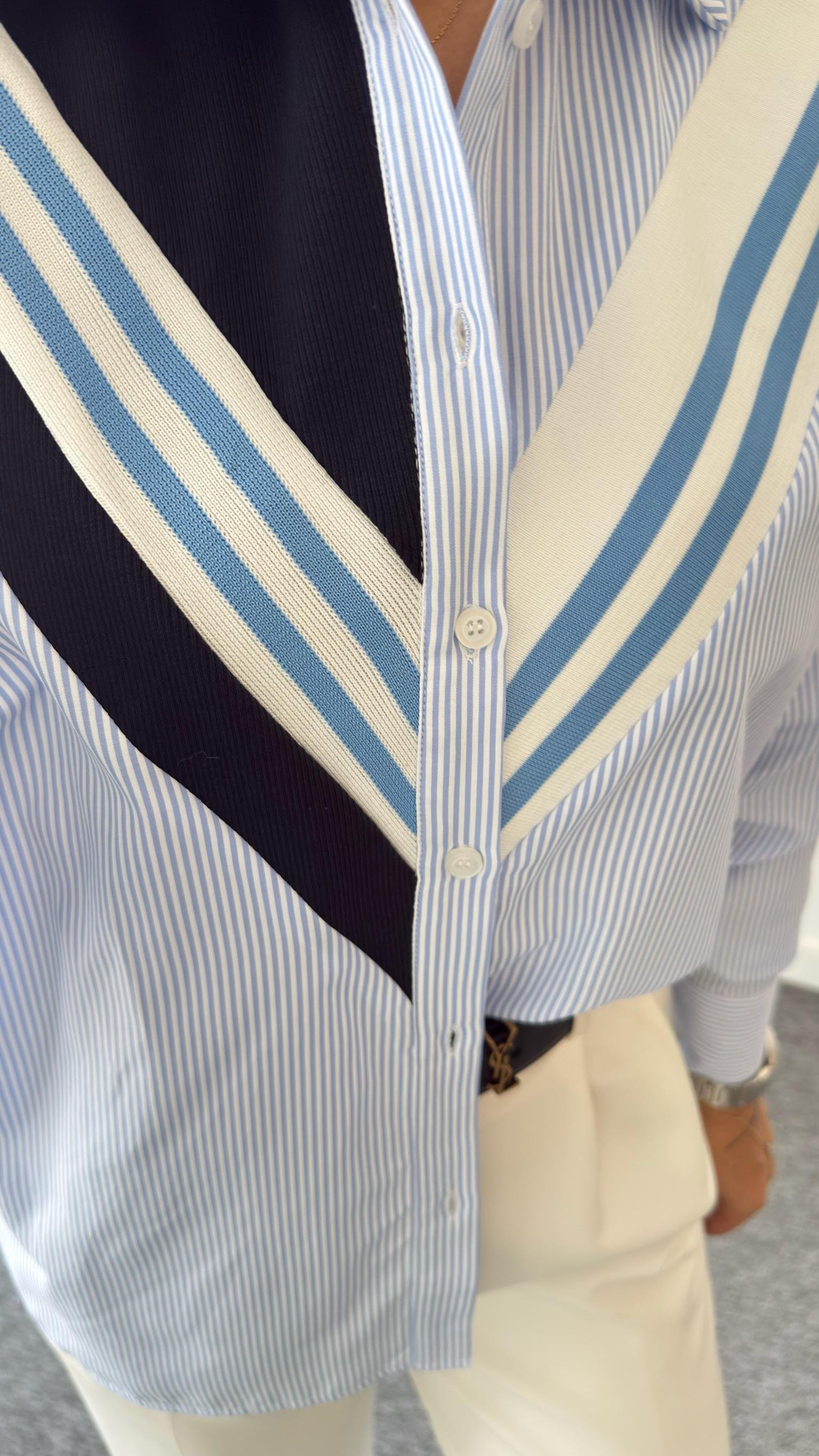 Jakob Ribana Detaylı Çizgili Gömlek