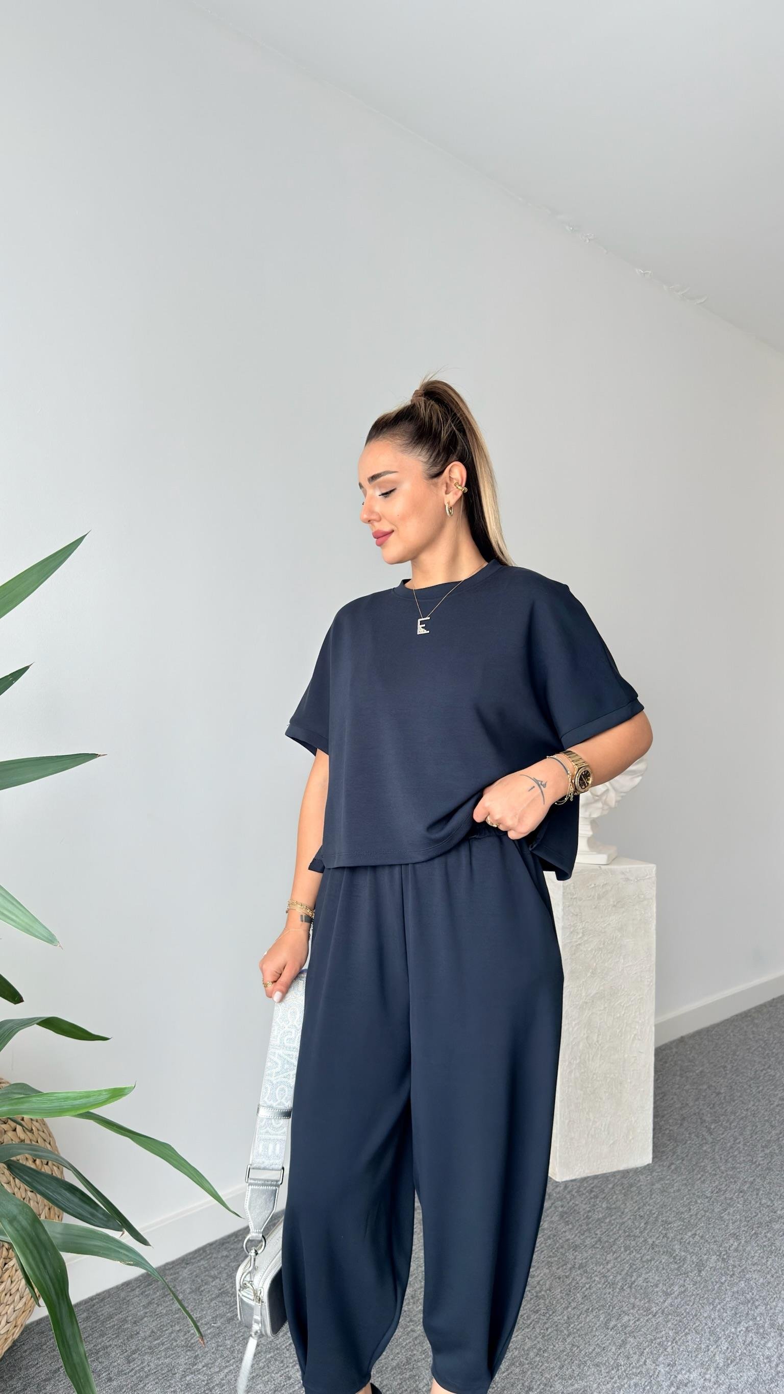 Premium Modal Füme Şalvar Pantolon Takım