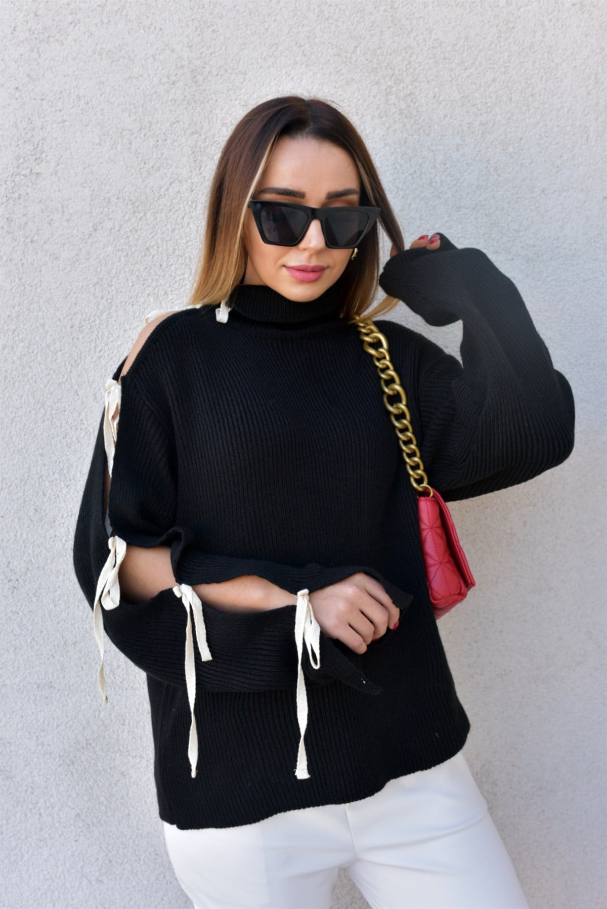 Twist Model Bağcık Detaylı Kazak