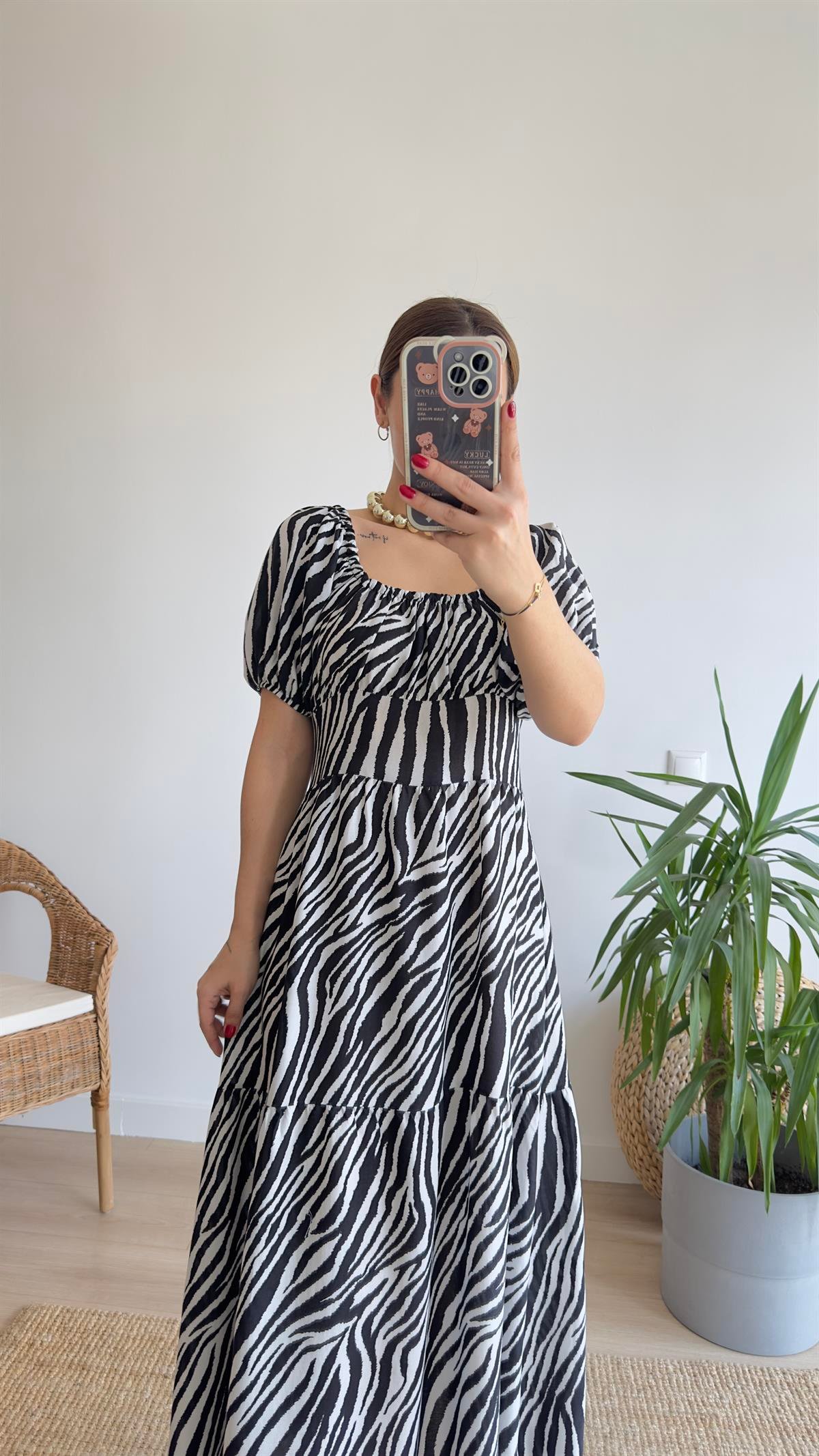 Peste Orj Marka Gipeli Zebra Elbise