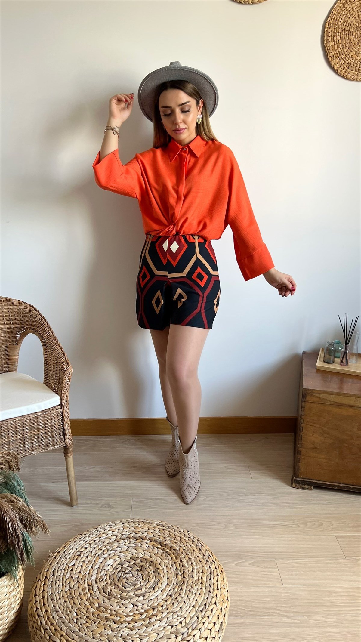 Zara Model Geometrik Desen Şort
