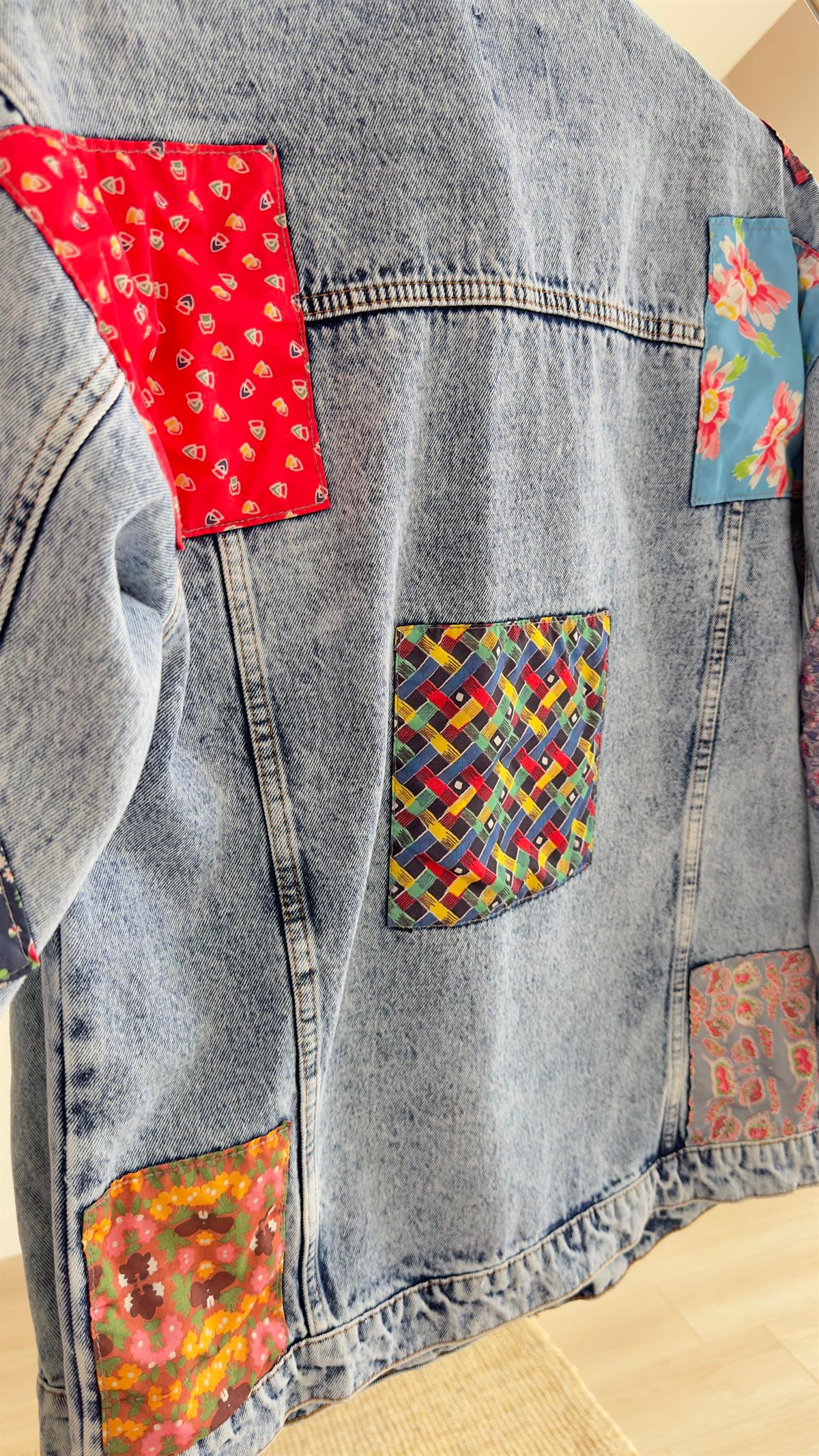 Patchwork Tasarım Kot Ceket