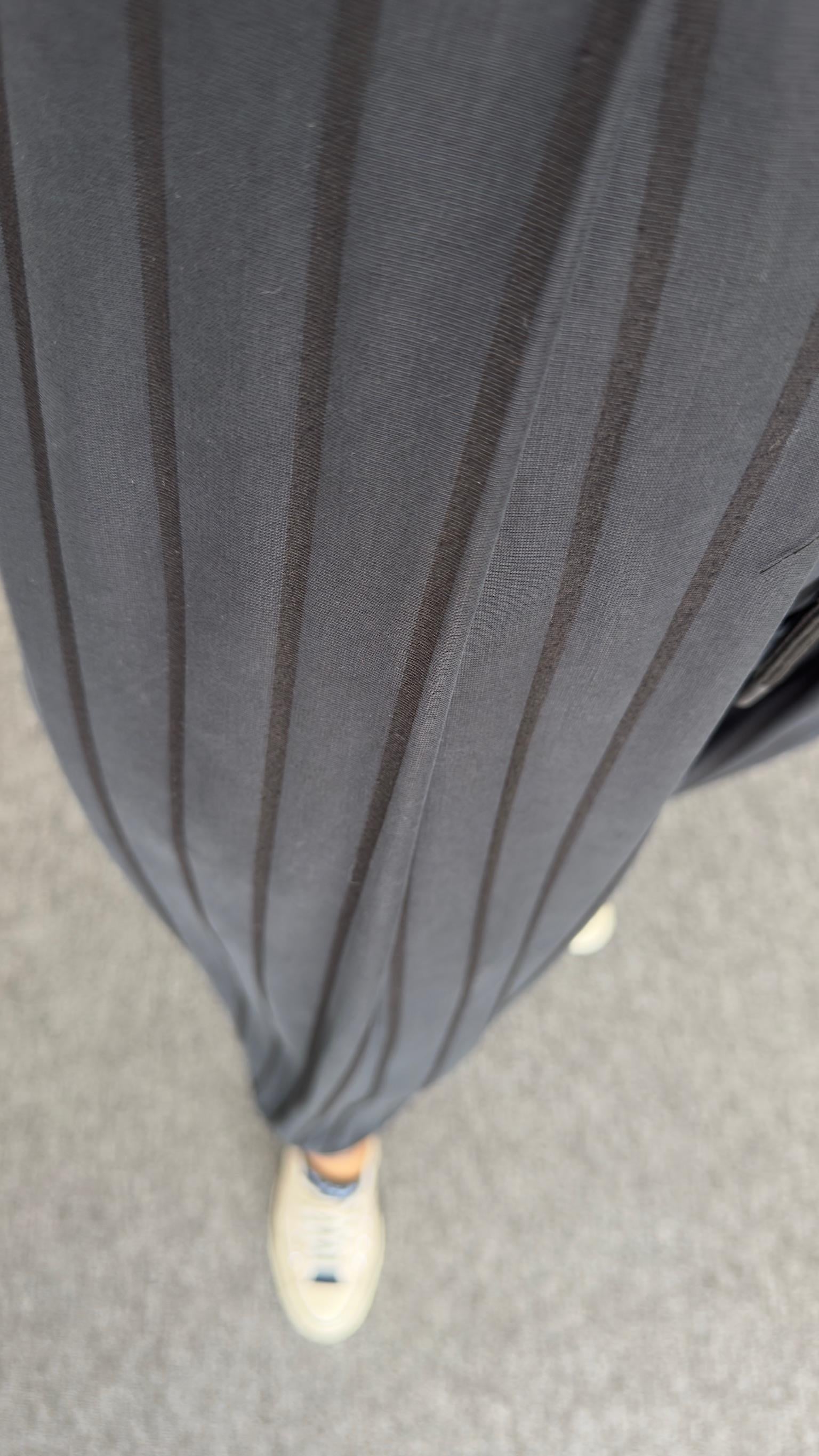 Çizgili Pile Detaylı Oys Pantolon