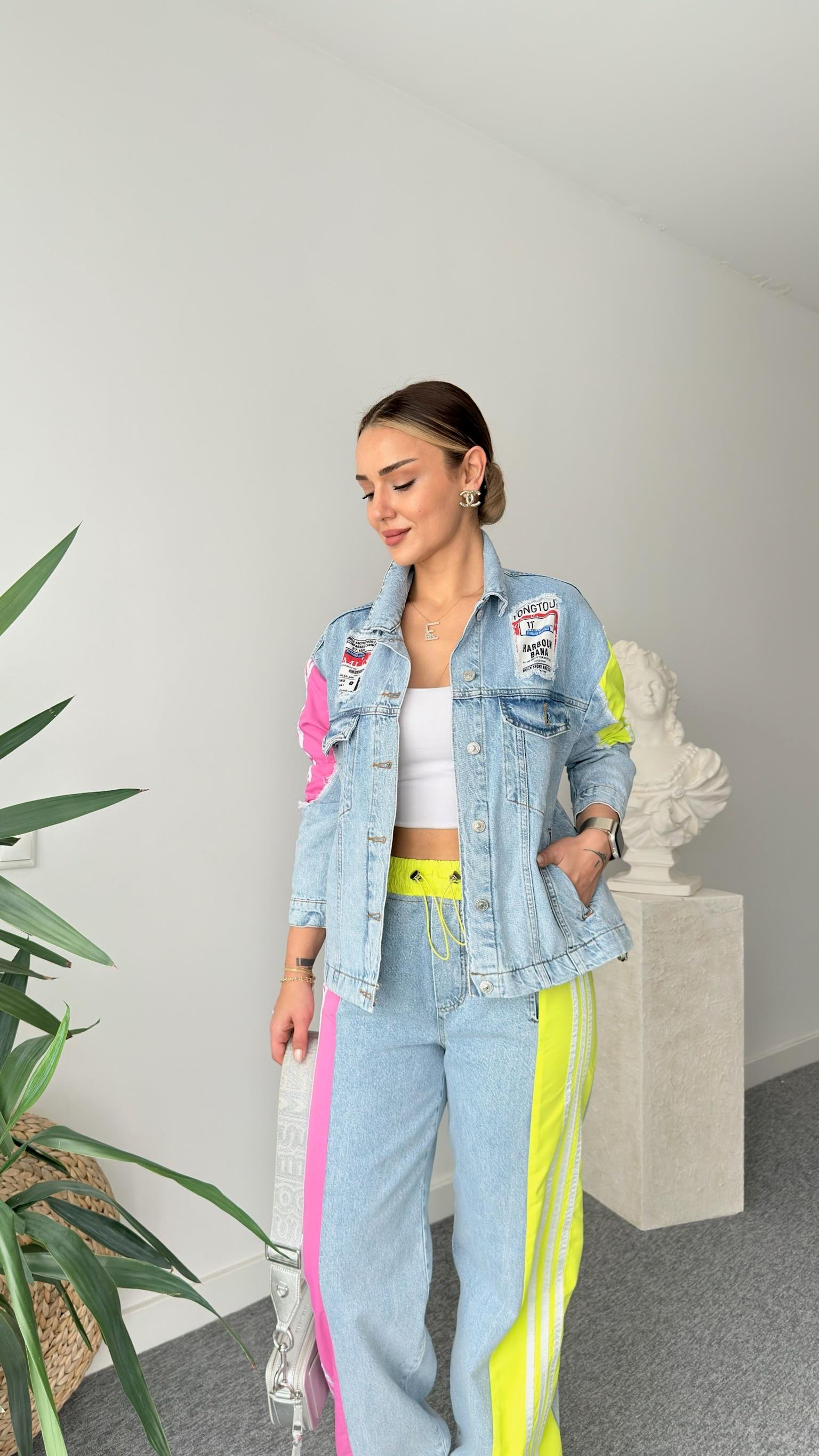 Breet Pembe Renk Geçişli Tasarım Jean Takım