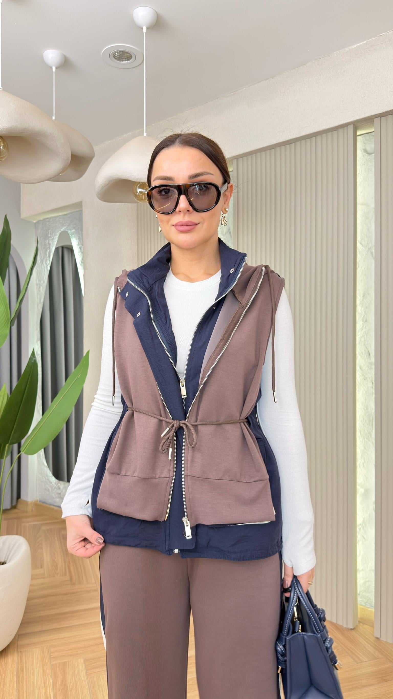 Kahve Joana Tws Model Yelekli Takım