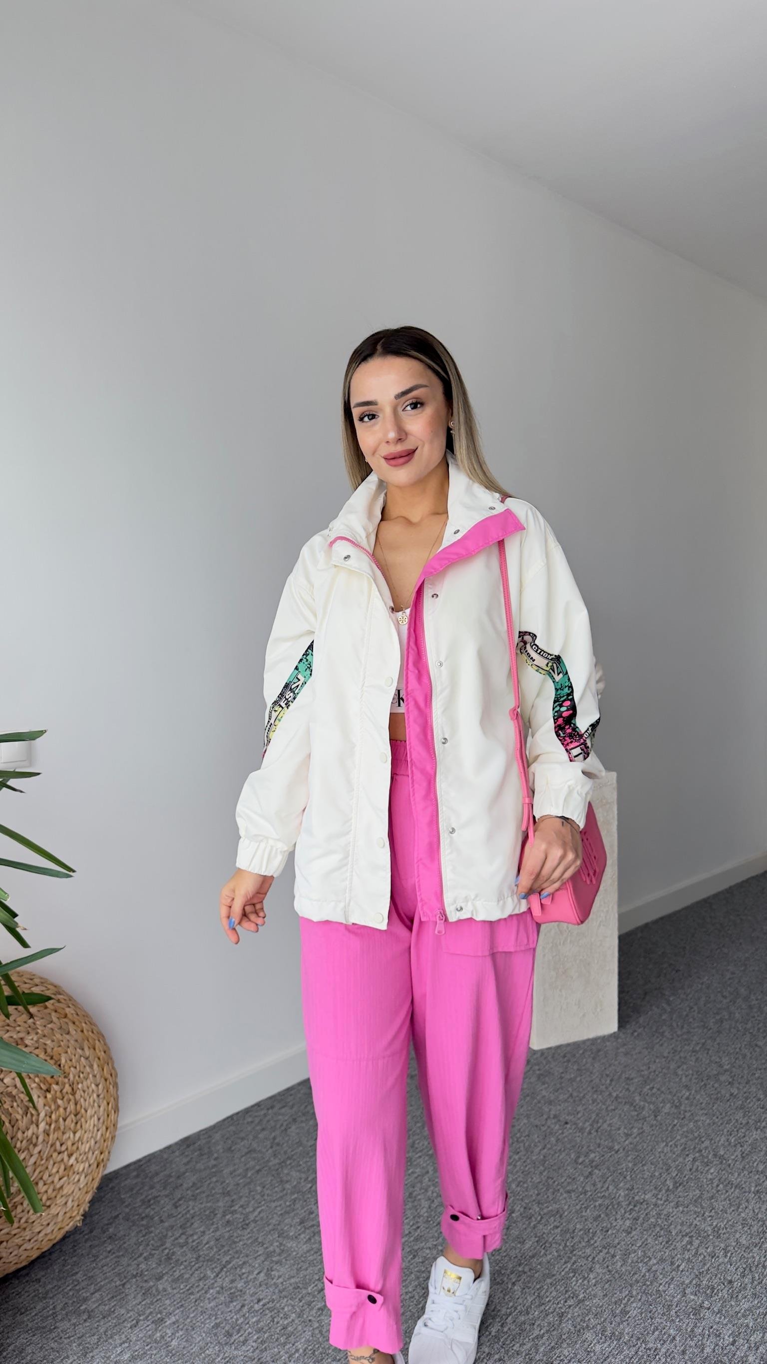 Letto Baskı Detaylı Beyaz Yağmurluk